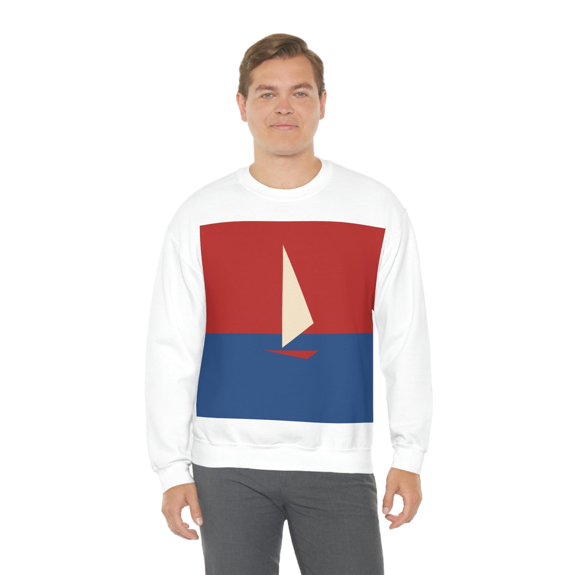 Sailboat Sea Minimalist Abstract Art Unisex Heavy Blend™ Crewneck Sweatshirt Ichaku [Perfect Gifts Selection]