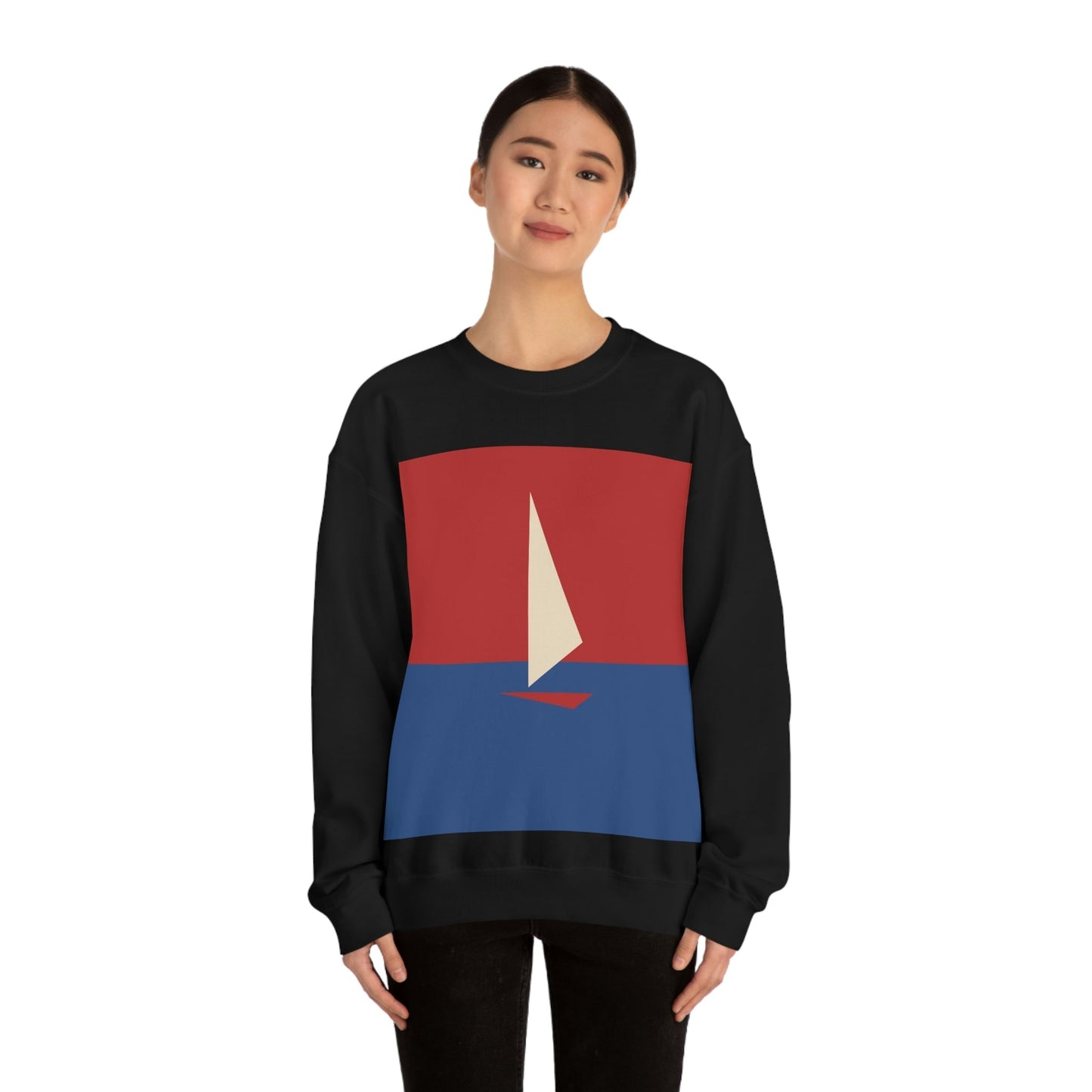 Sailboat Sea Minimalist Abstract Art Unisex Heavy Blend™ Crewneck Sweatshirt Ichaku [Perfect Gifts Selection]