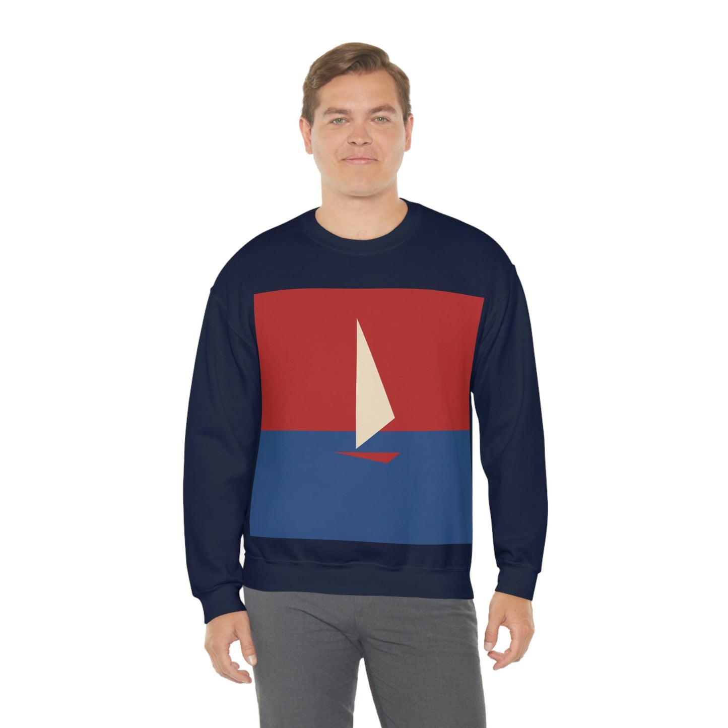 Sailboat Sea Minimalist Abstract Art Unisex Heavy Blend™ Crewneck Sweatshirt Ichaku [Perfect Gifts Selection]