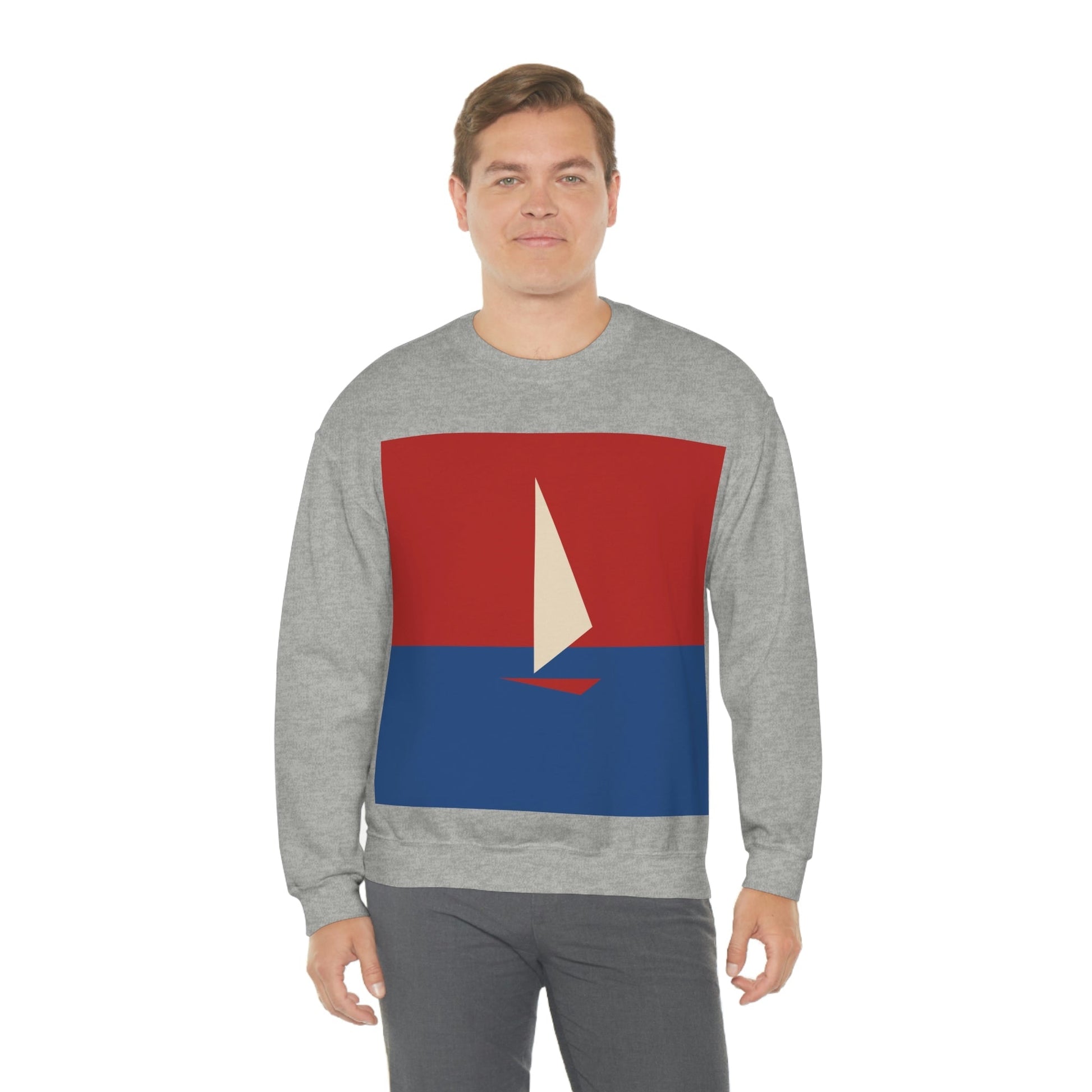 Sailboat Sea Minimalist Abstract Art Unisex Heavy Blend™ Crewneck Sweatshirt Ichaku [Perfect Gifts Selection]