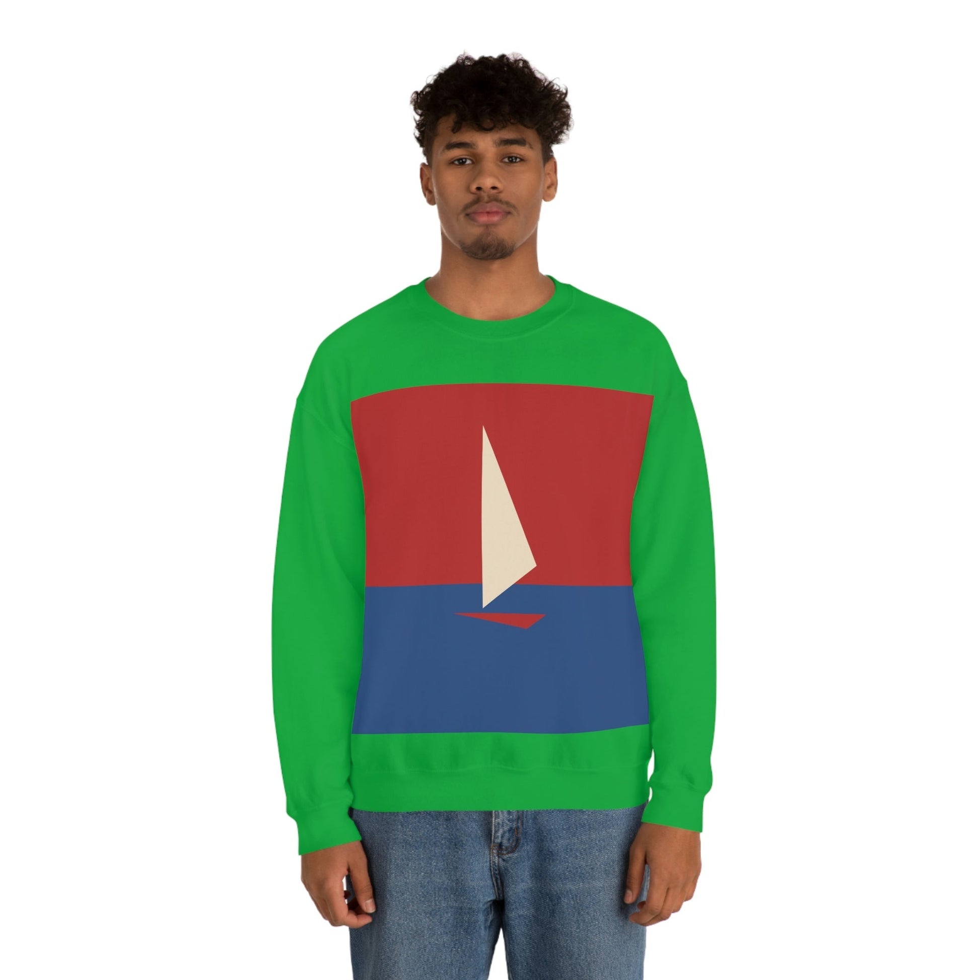 Sailboat Sea Minimalist Abstract Art Unisex Heavy Blend™ Crewneck Sweatshirt Ichaku [Perfect Gifts Selection]