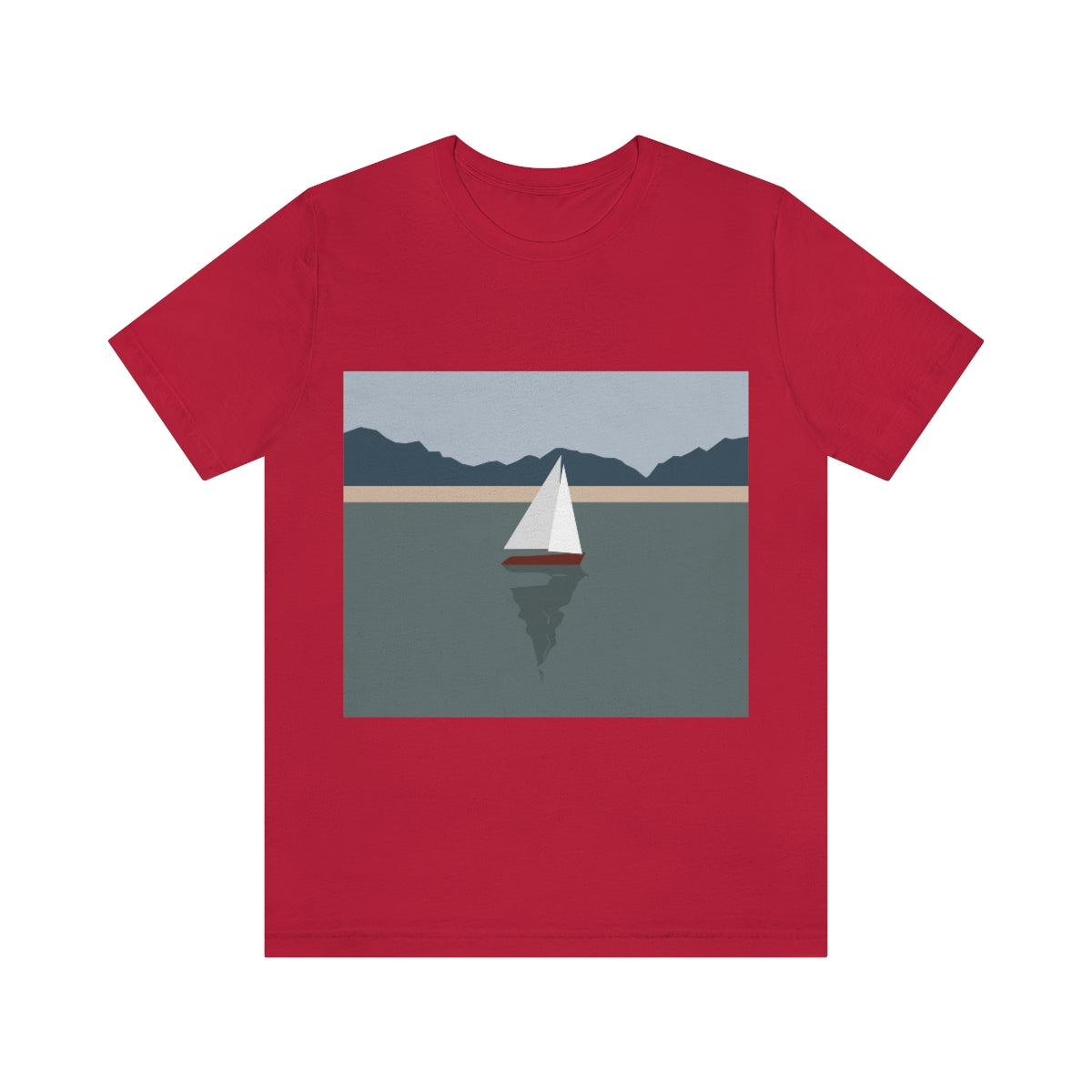 Sailboat Yacht Summertime Sea View Minimal Art Nature Unisex Jersey Short Sleeve T-Shirt Ichaku [Perfect Gifts Selection]