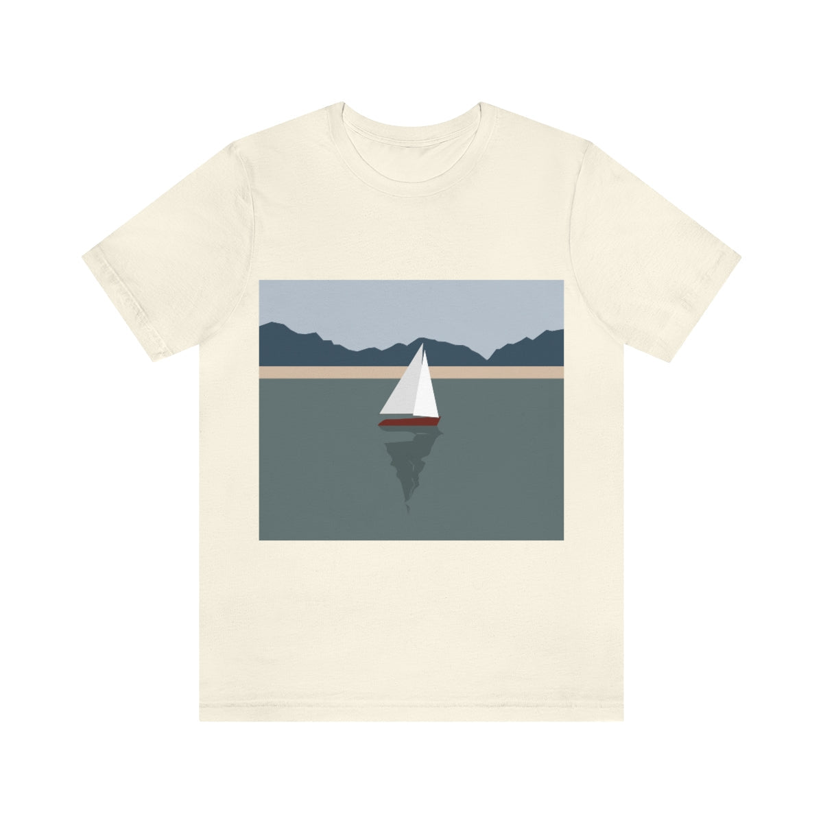 Sailboat Yacht Summertime Sea View Minimal Art Nature Unisex Jersey Short Sleeve T-Shirt Ichaku [Perfect Gifts Selection]