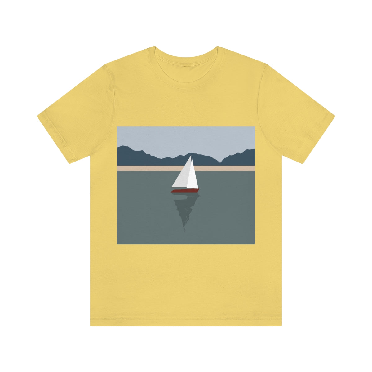 Sailboat Yacht Summertime Sea View Minimal Art Nature Unisex Jersey Short Sleeve T-Shirt Ichaku [Perfect Gifts Selection]