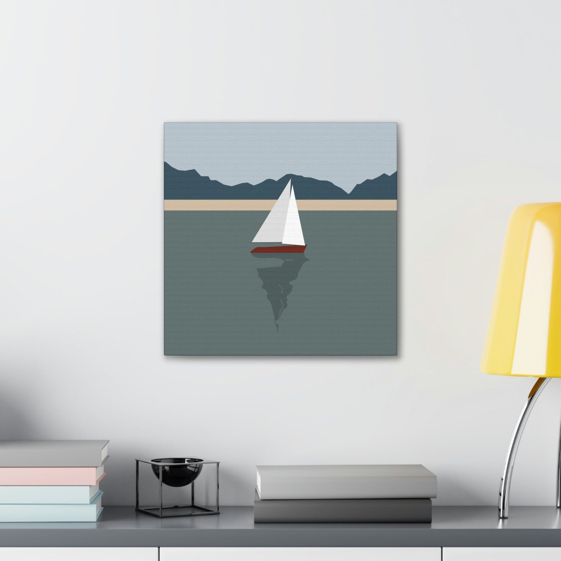 Sailboat Yacht Summertime Sea View Minimal Nature Aesthetic Classic Art Canvas Gallery Wraps Ichaku [Perfect Gifts Selection]