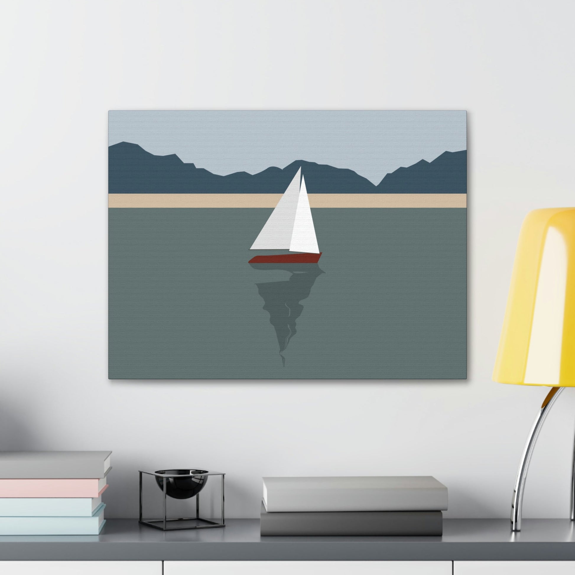 Sailboat Yacht Summertime Sea View Minimal Nature Aesthetic Classic Art Canvas Gallery Wraps Ichaku [Perfect Gifts Selection]