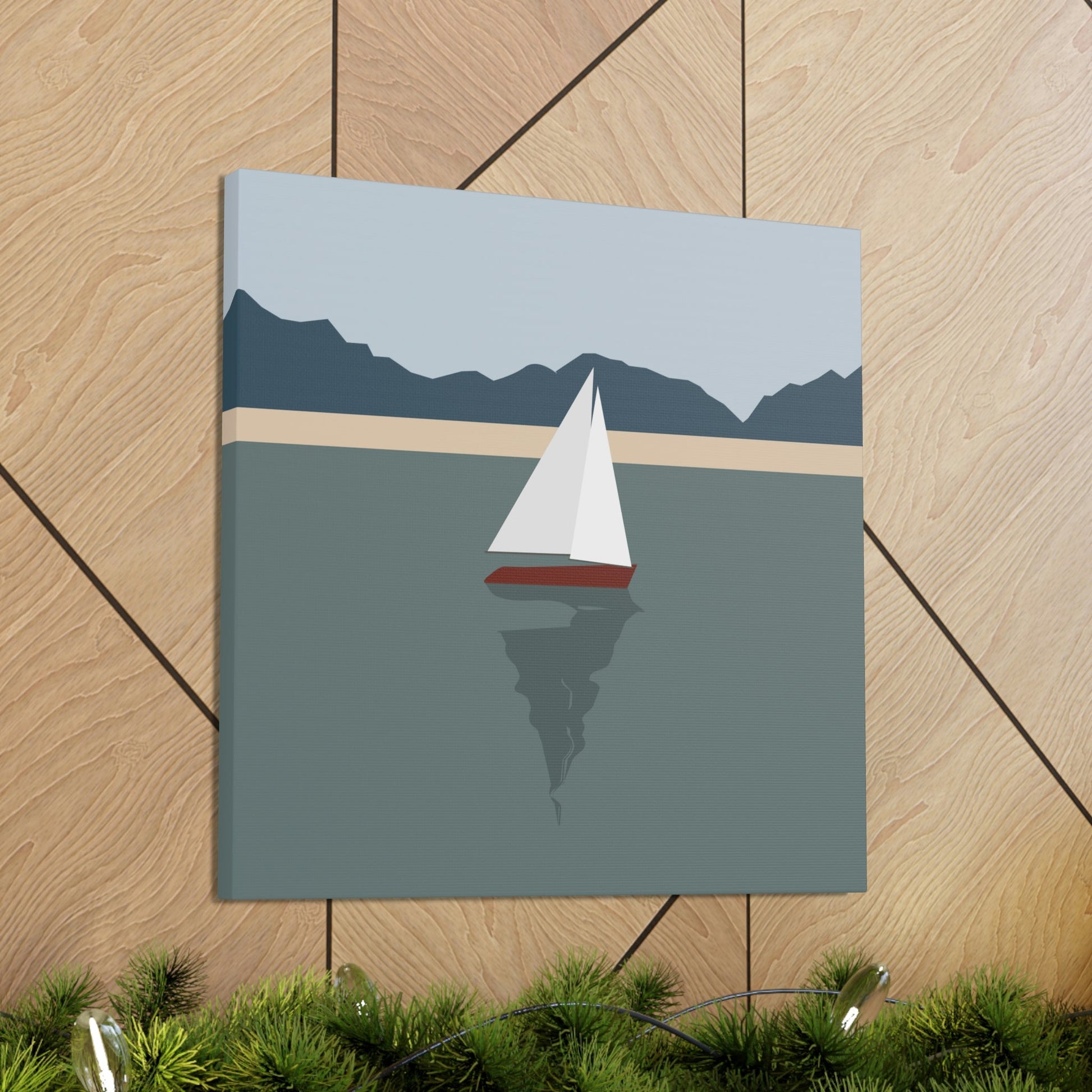 Sailboat Yacht Summertime Sea View Minimal Nature Aesthetic Classic Art Canvas Gallery Wraps Ichaku [Perfect Gifts Selection]