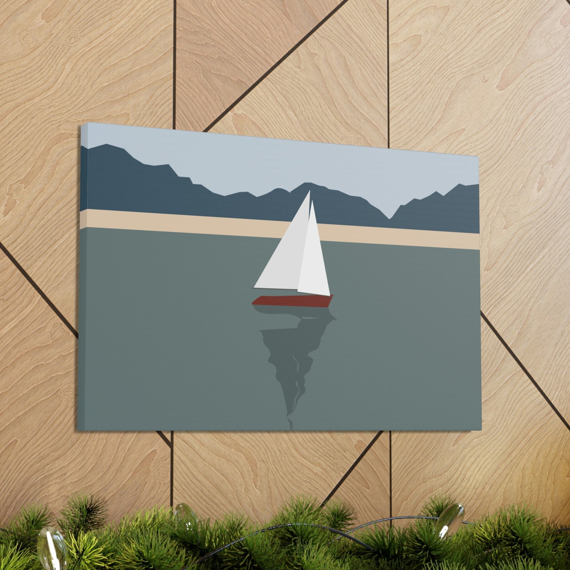 Sailboat Yacht Summertime Sea View Minimal Nature Aesthetic Classic Art Canvas Gallery Wraps Ichaku [Perfect Gifts Selection]