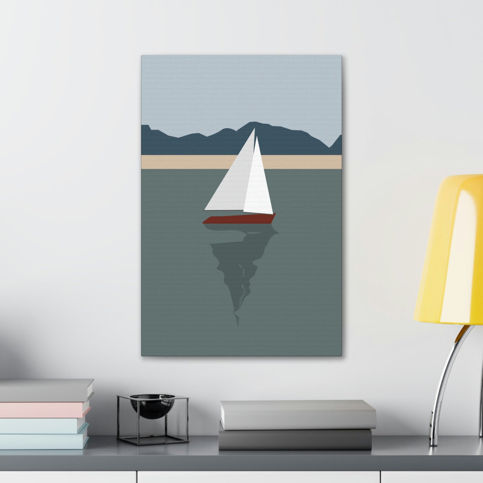 Sailboat Yacht Summertime Sea View Minimal Nature Aesthetic Classic Art Canvas Gallery Wraps Ichaku [Perfect Gifts Selection]