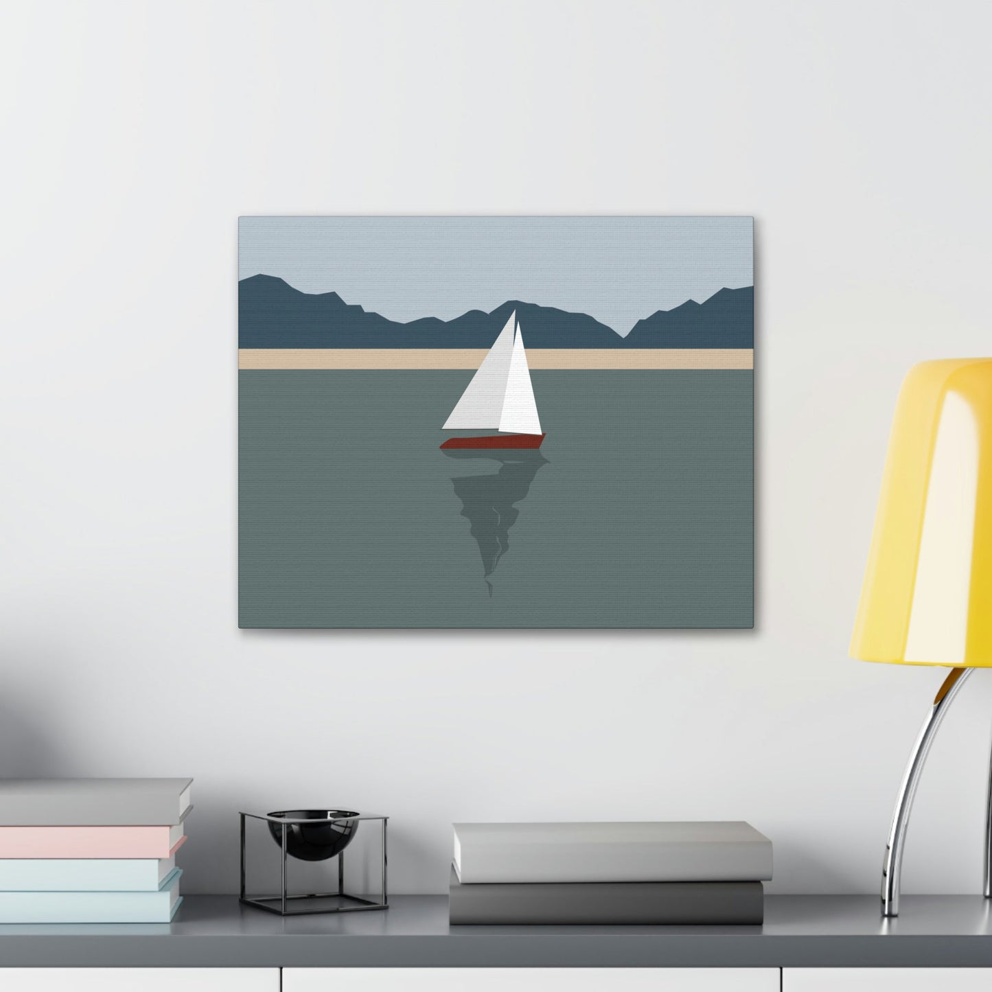 Sailboat Yacht Summertime Sea View Minimal Nature Aesthetic Classic Art Canvas Gallery Wraps Ichaku [Perfect Gifts Selection]