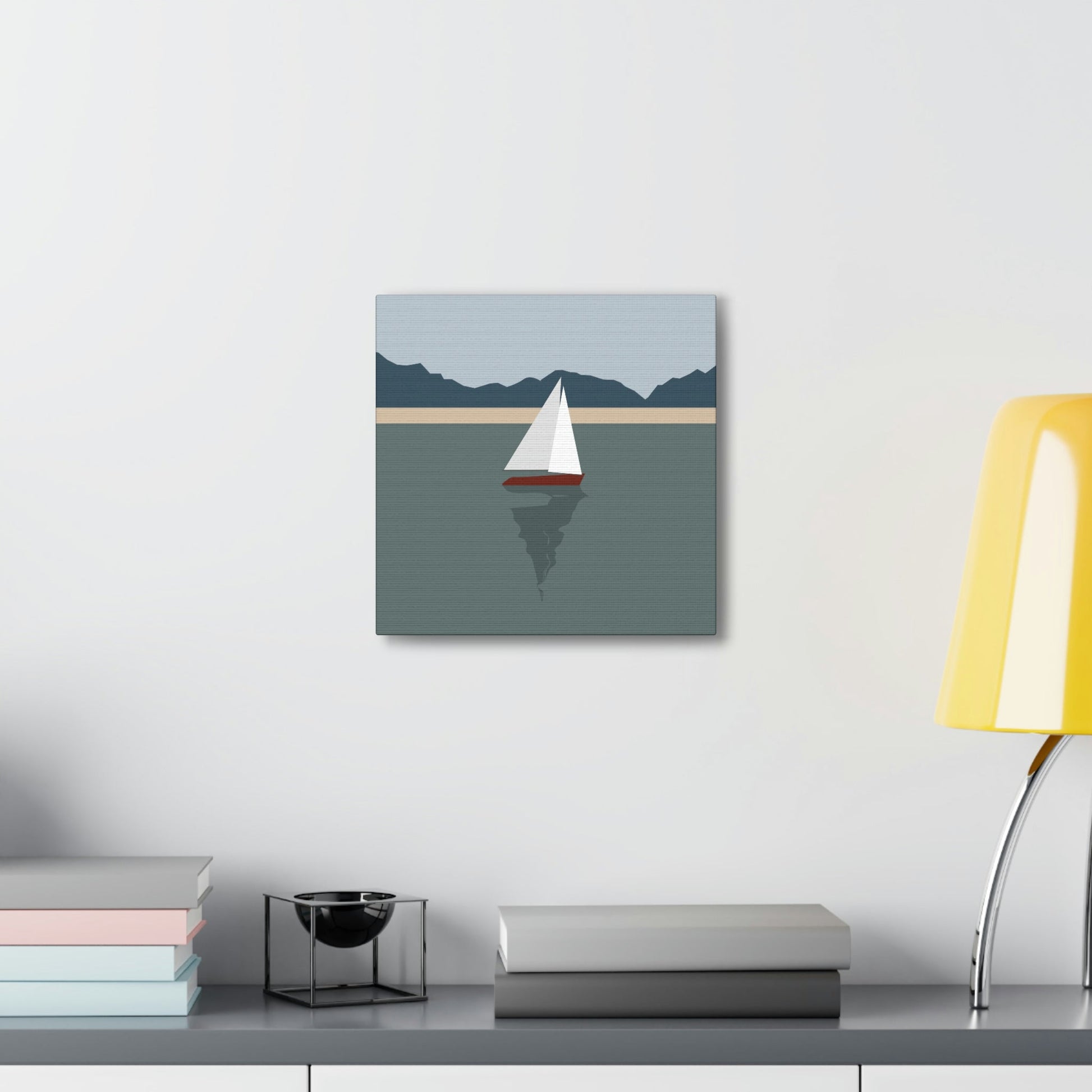 Sailboat Yacht Summertime Sea View Minimal Nature Aesthetic Classic Art Canvas Gallery Wraps Ichaku [Perfect Gifts Selection]