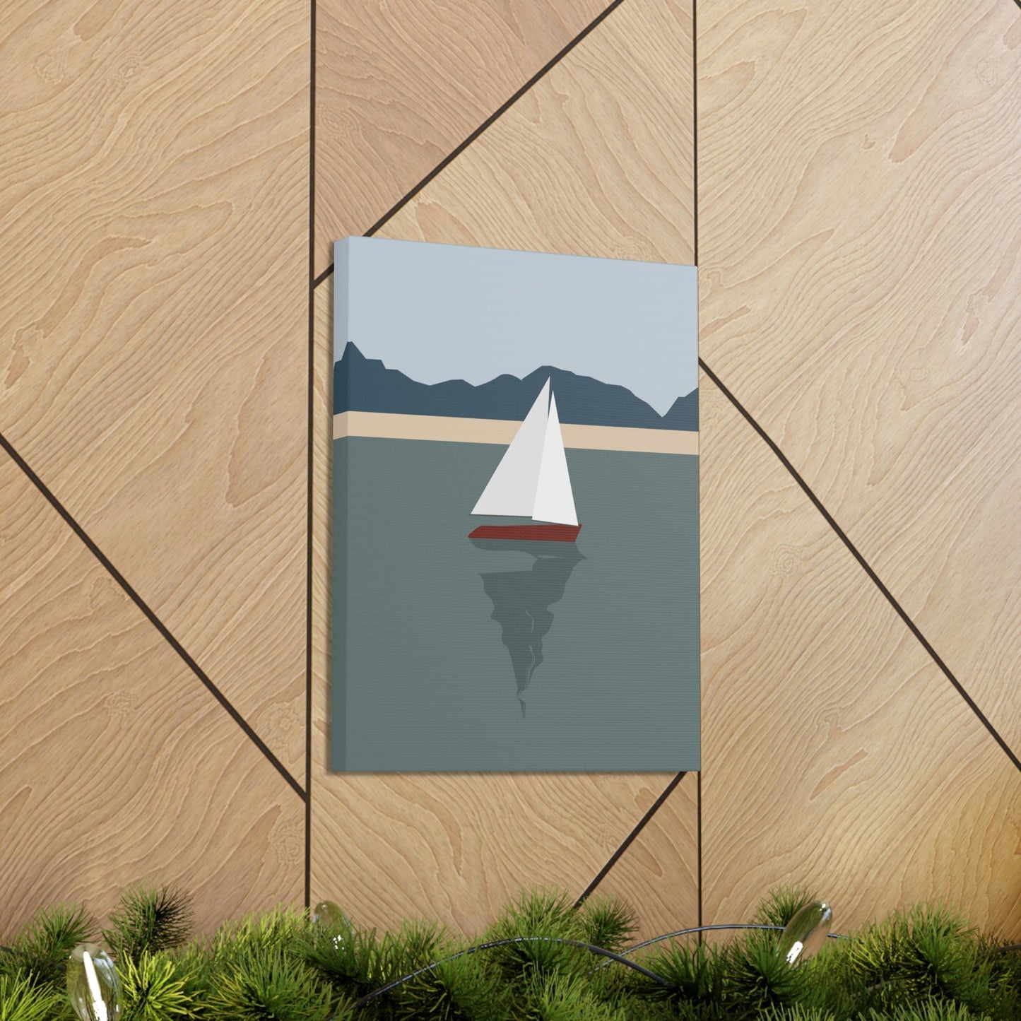 Sailboat Yacht Summertime Sea View Minimal Nature Aesthetic Classic Art Canvas Gallery Wraps Ichaku [Perfect Gifts Selection]