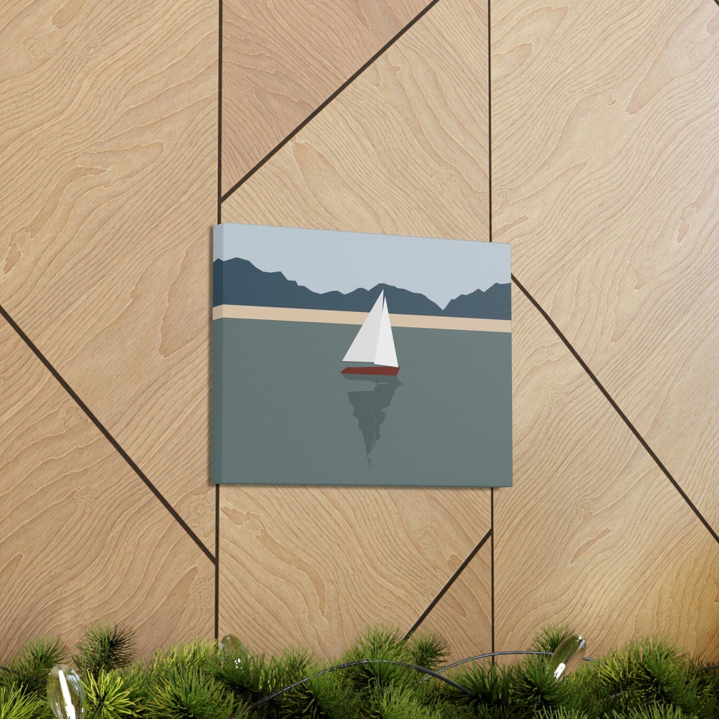 Sailboat Yacht Summertime Sea View Minimal Nature Aesthetic Classic Art Canvas Gallery Wraps Ichaku [Perfect Gifts Selection]