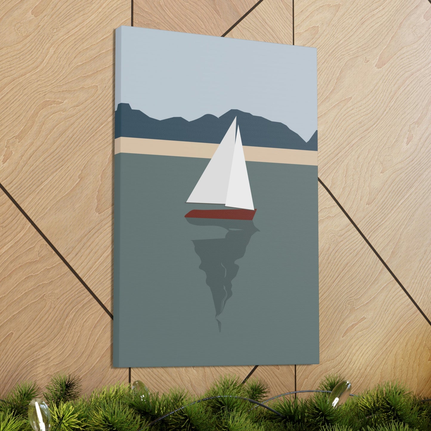 Sailboat Yacht Summertime Sea View Minimal Nature Aesthetic Classic Art Canvas Gallery Wraps Ichaku [Perfect Gifts Selection]