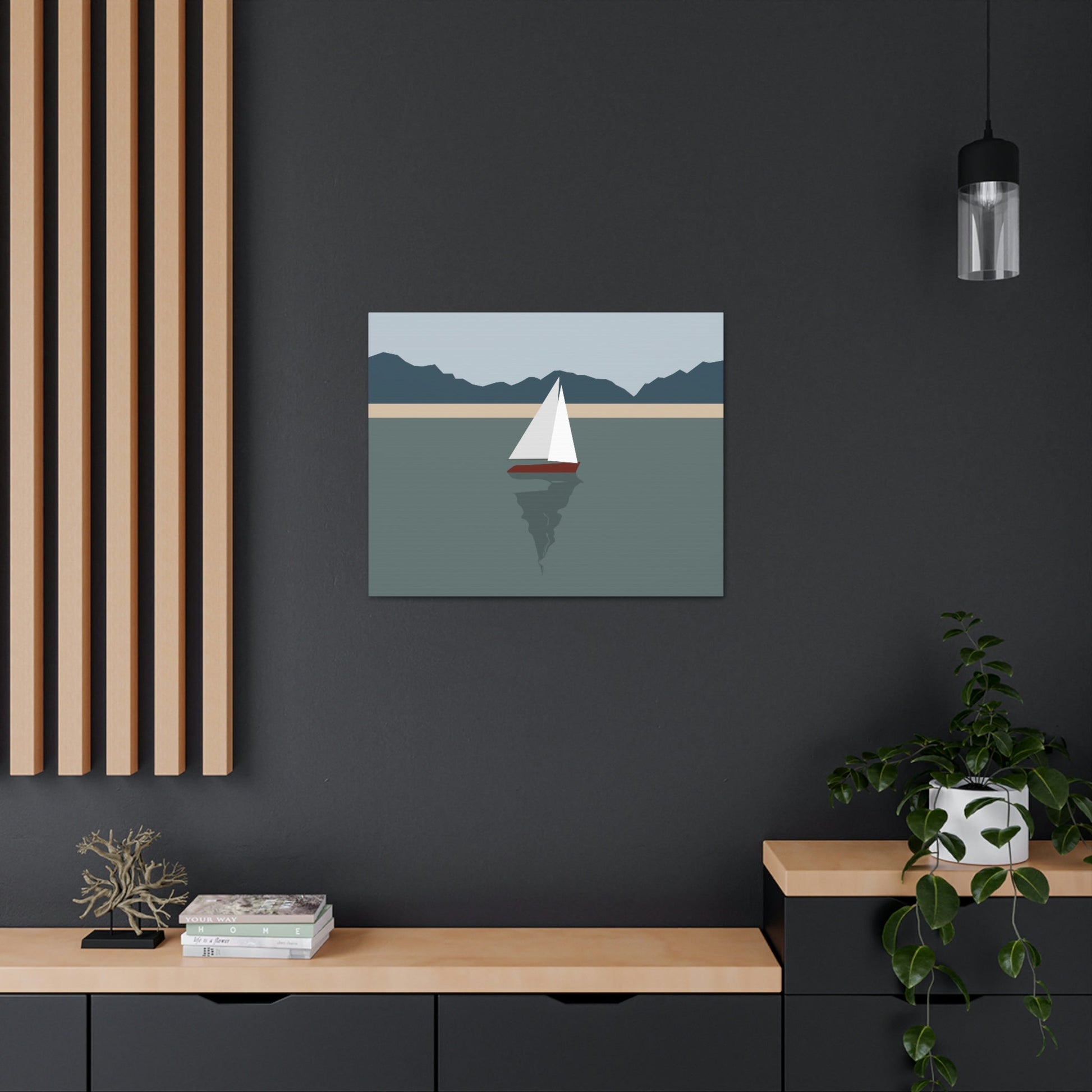 Sailboat Yacht Summertime Sea View Minimal Nature Aesthetic Classic Art Canvas Gallery Wraps Ichaku [Perfect Gifts Selection]