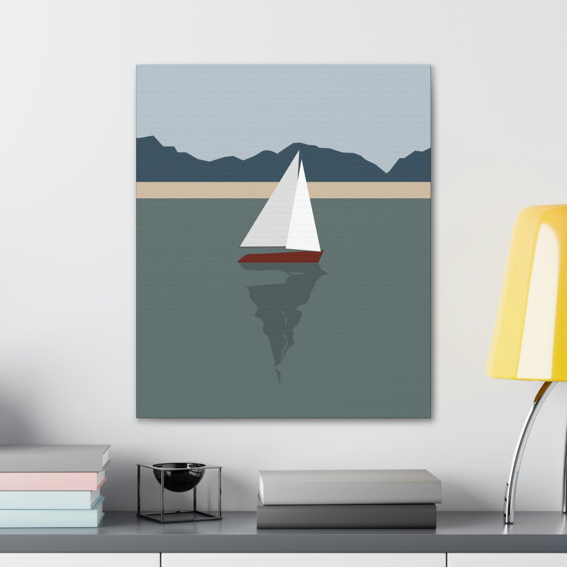 Sailboat Yacht Summertime Sea View Minimal Nature Aesthetic Classic Art Canvas Gallery Wraps Ichaku [Perfect Gifts Selection]