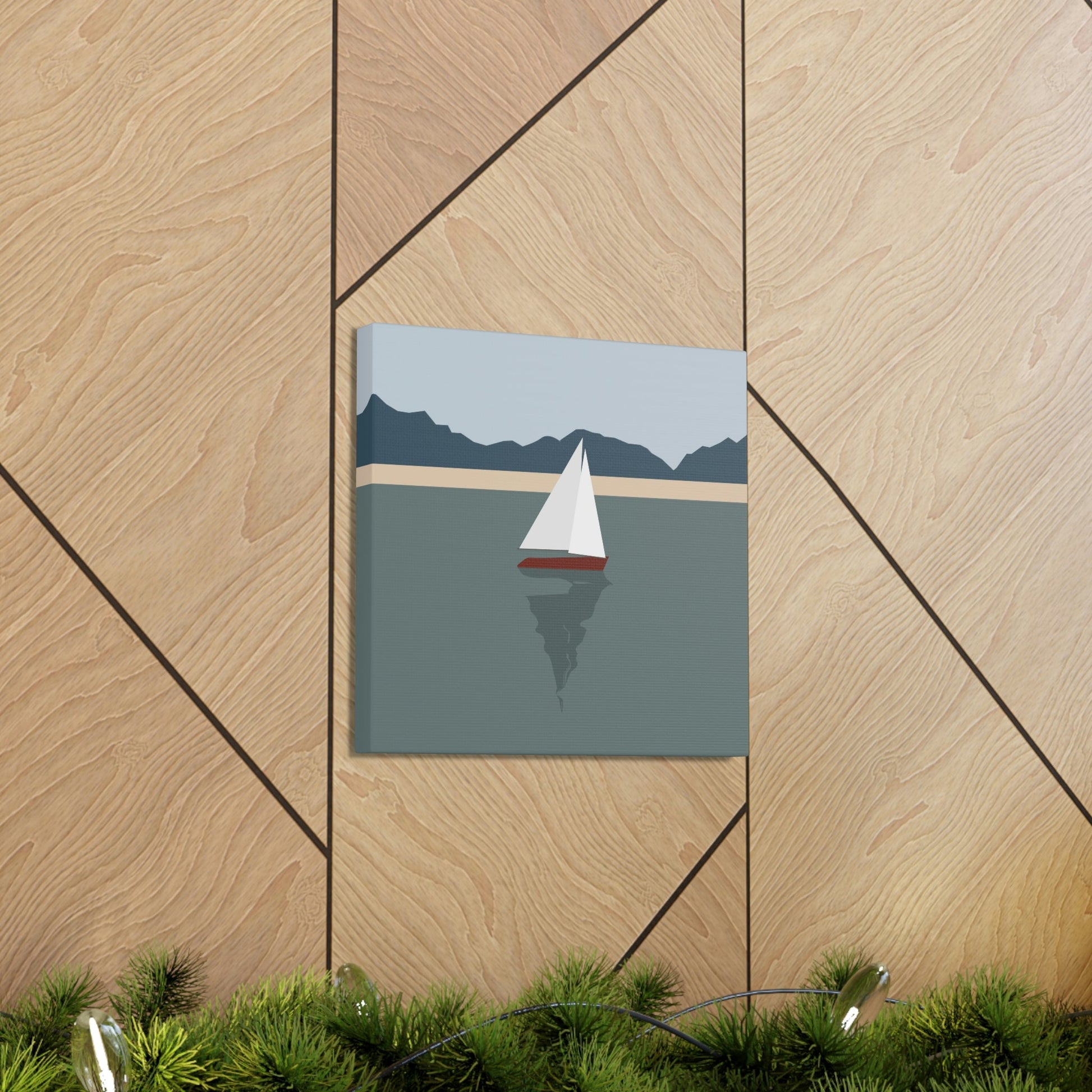 Sailboat Yacht Summertime Sea View Minimal Nature Aesthetic Classic Art Canvas Gallery Wraps Ichaku [Perfect Gifts Selection]