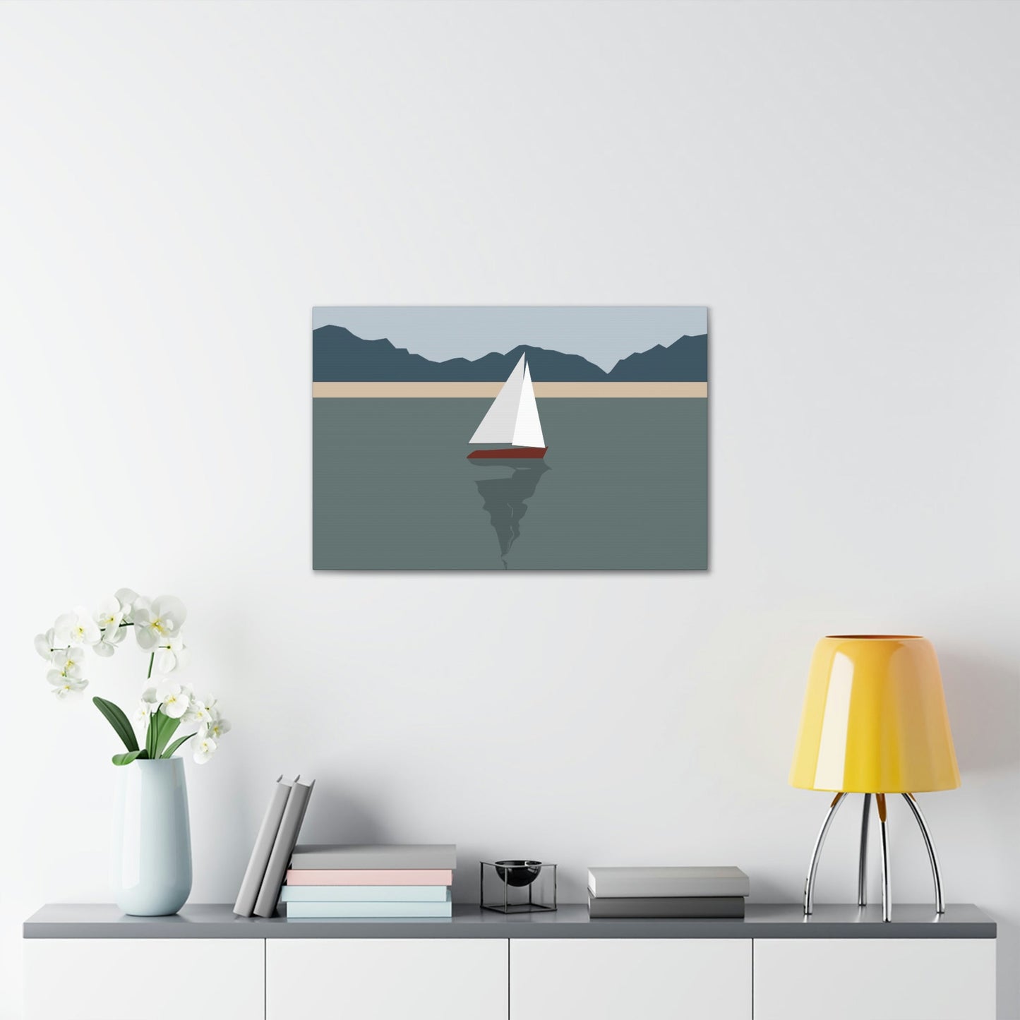 Sailboat Yacht Summertime Sea View Minimal Nature Aesthetic Classic Art Canvas Gallery Wraps Ichaku [Perfect Gifts Selection]