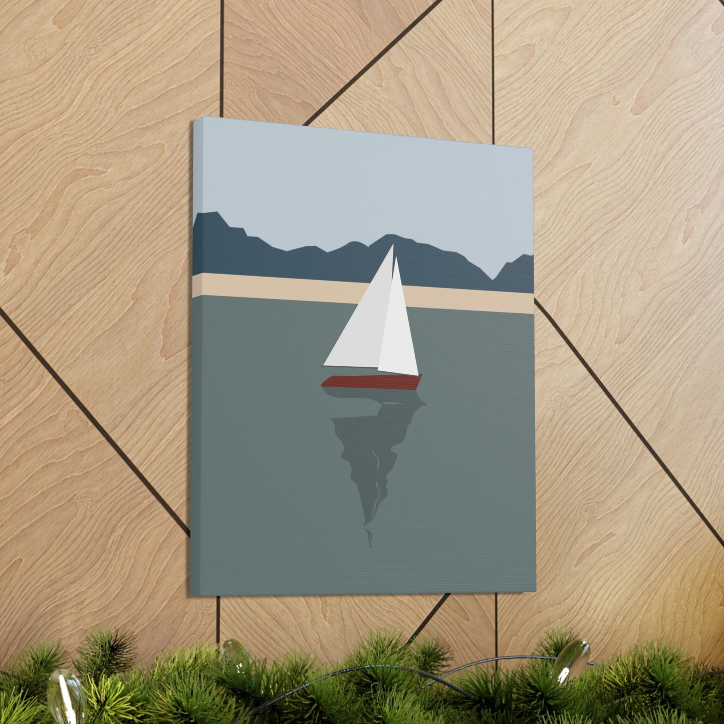 Sailboat Yacht Summertime Sea View Minimal Nature Aesthetic Classic Art Canvas Gallery Wraps Ichaku [Perfect Gifts Selection]