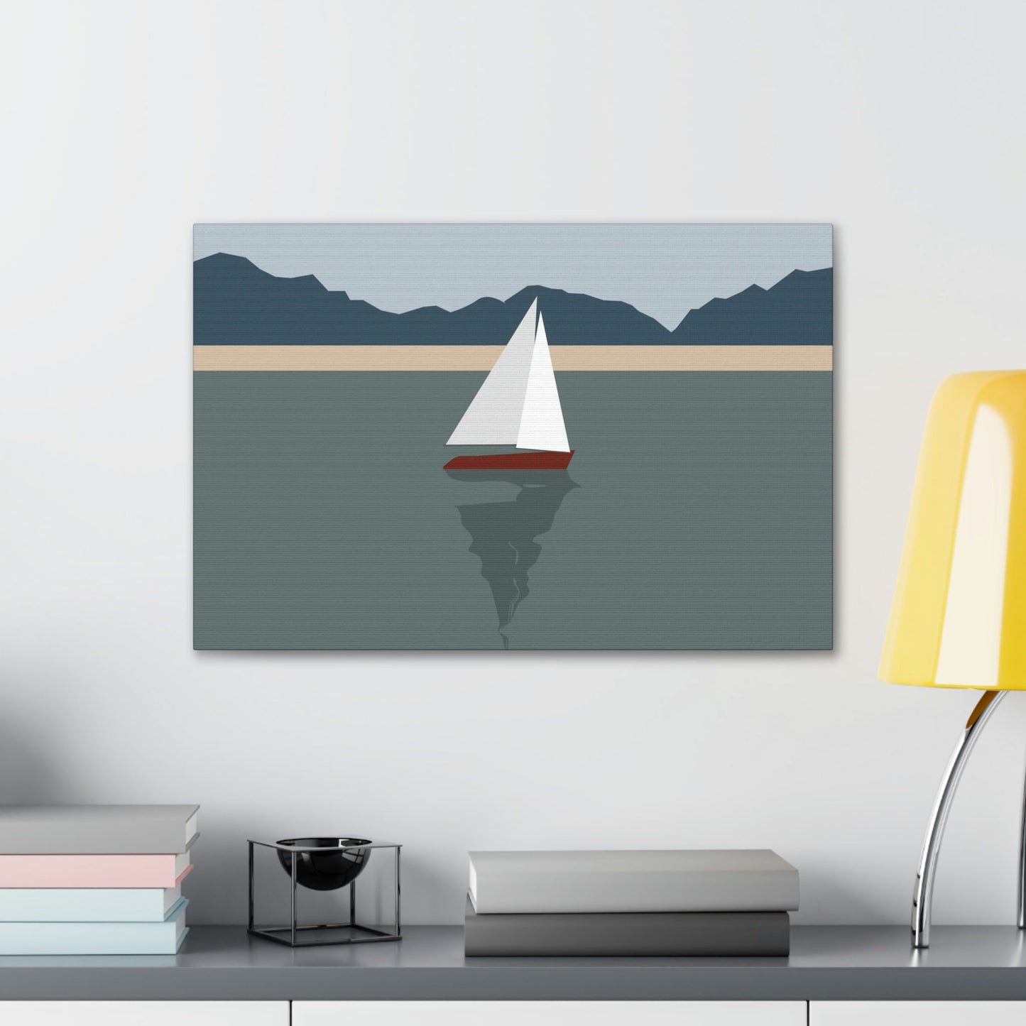 Sailboat Yacht Summertime Sea View Minimal Nature Aesthetic Classic Art Canvas Gallery Wraps Ichaku [Perfect Gifts Selection]