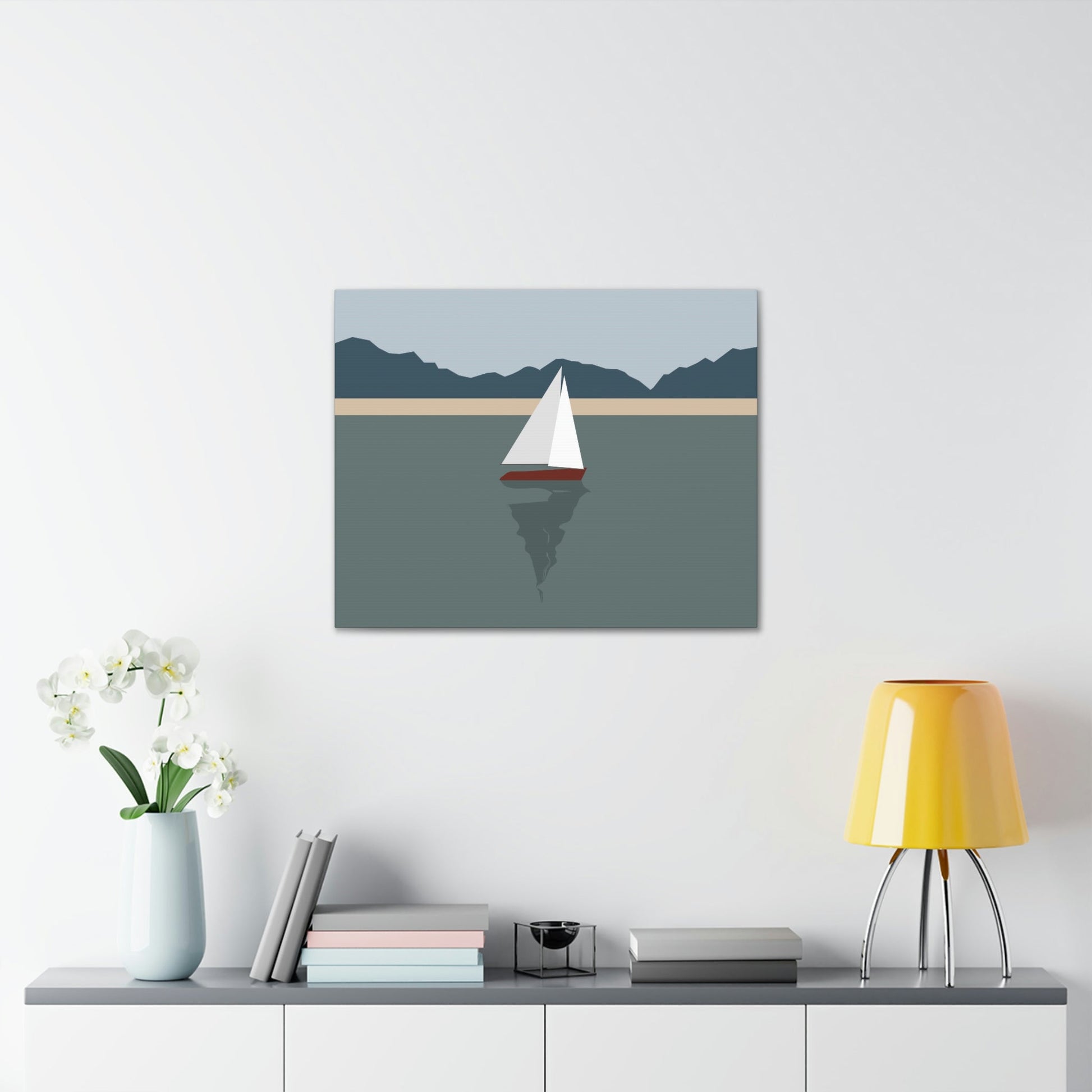 Sailboat Yacht Summertime Sea View Minimal Nature Aesthetic Classic Art Canvas Gallery Wraps Ichaku [Perfect Gifts Selection]