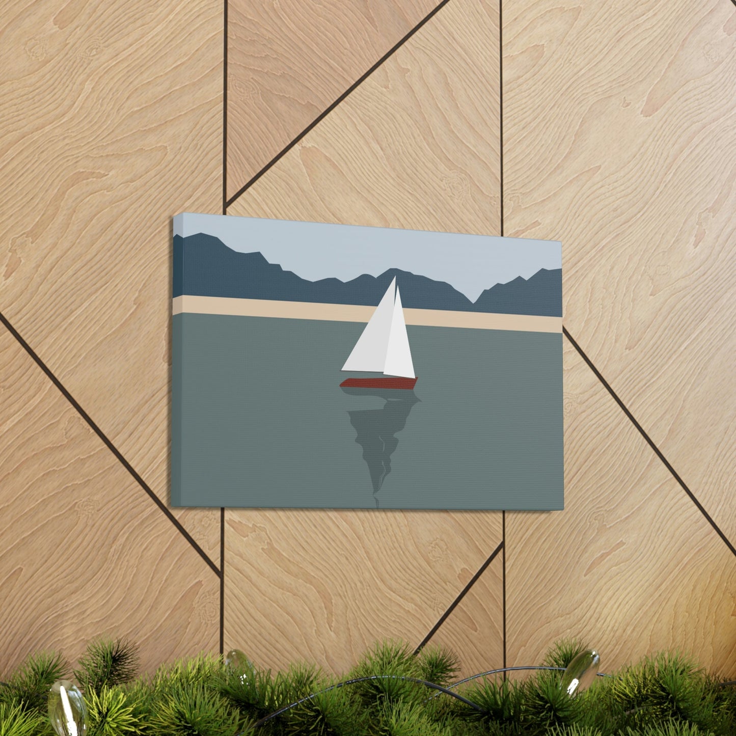 Sailboat Yacht Summertime Sea View Minimal Nature Aesthetic Classic Art Canvas Gallery Wraps Ichaku [Perfect Gifts Selection]