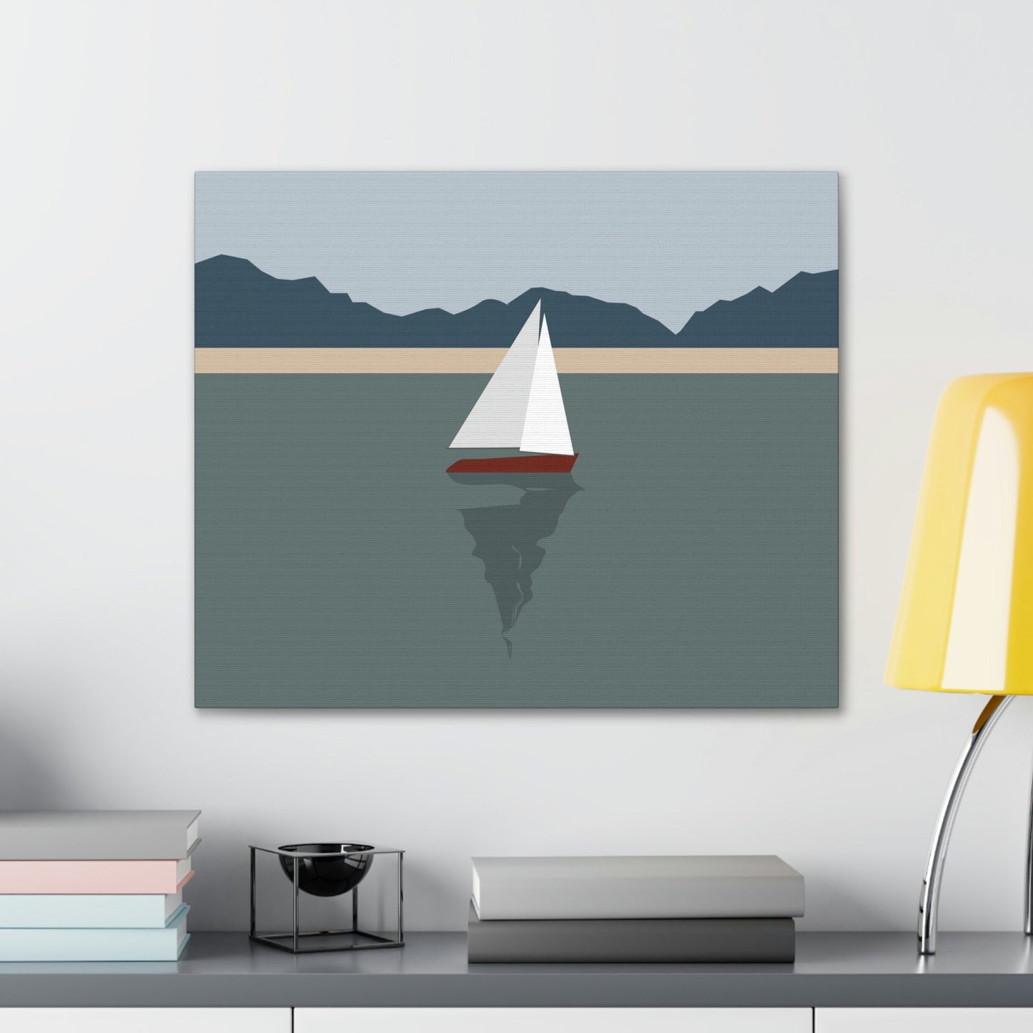 Sailboat Yacht Summertime Sea View Minimal Nature Aesthetic Classic Art Canvas Gallery Wraps Ichaku [Perfect Gifts Selection]