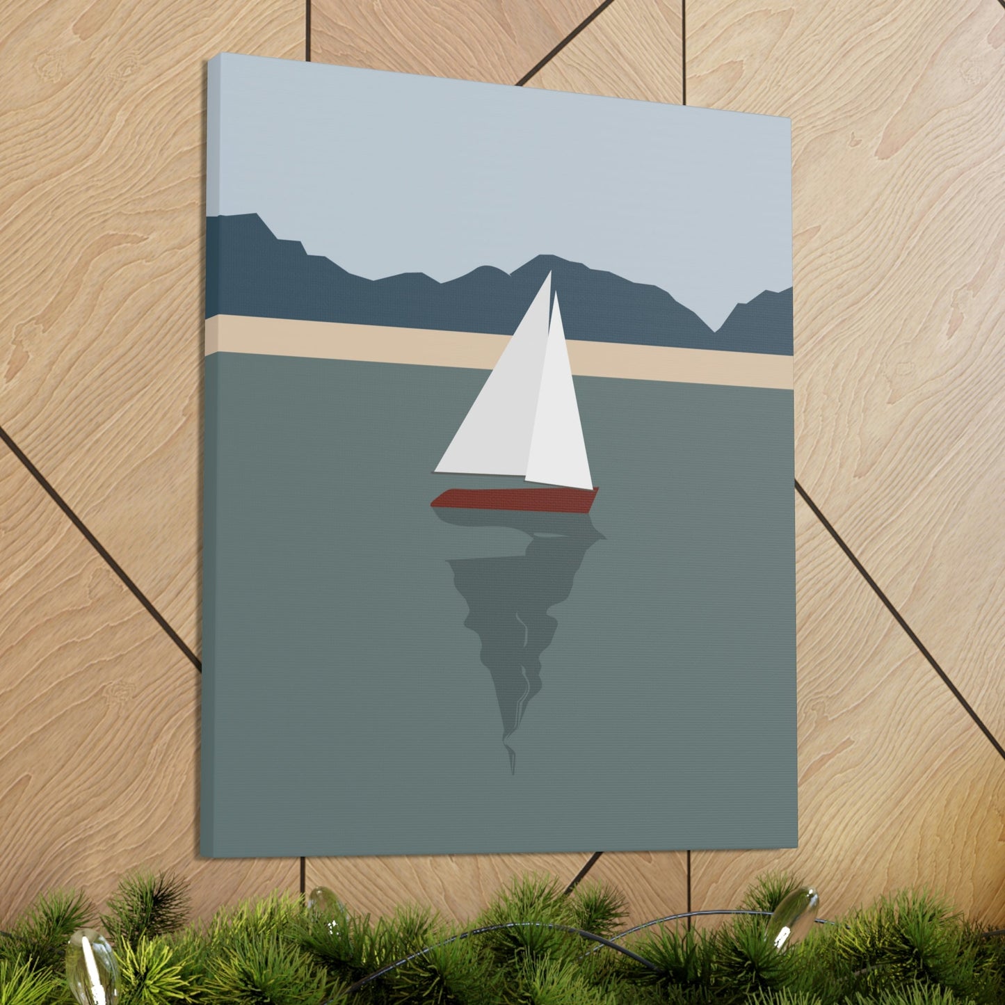 Sailboat Yacht Summertime Sea View Minimal Nature Aesthetic Classic Art Canvas Gallery Wraps Ichaku [Perfect Gifts Selection]