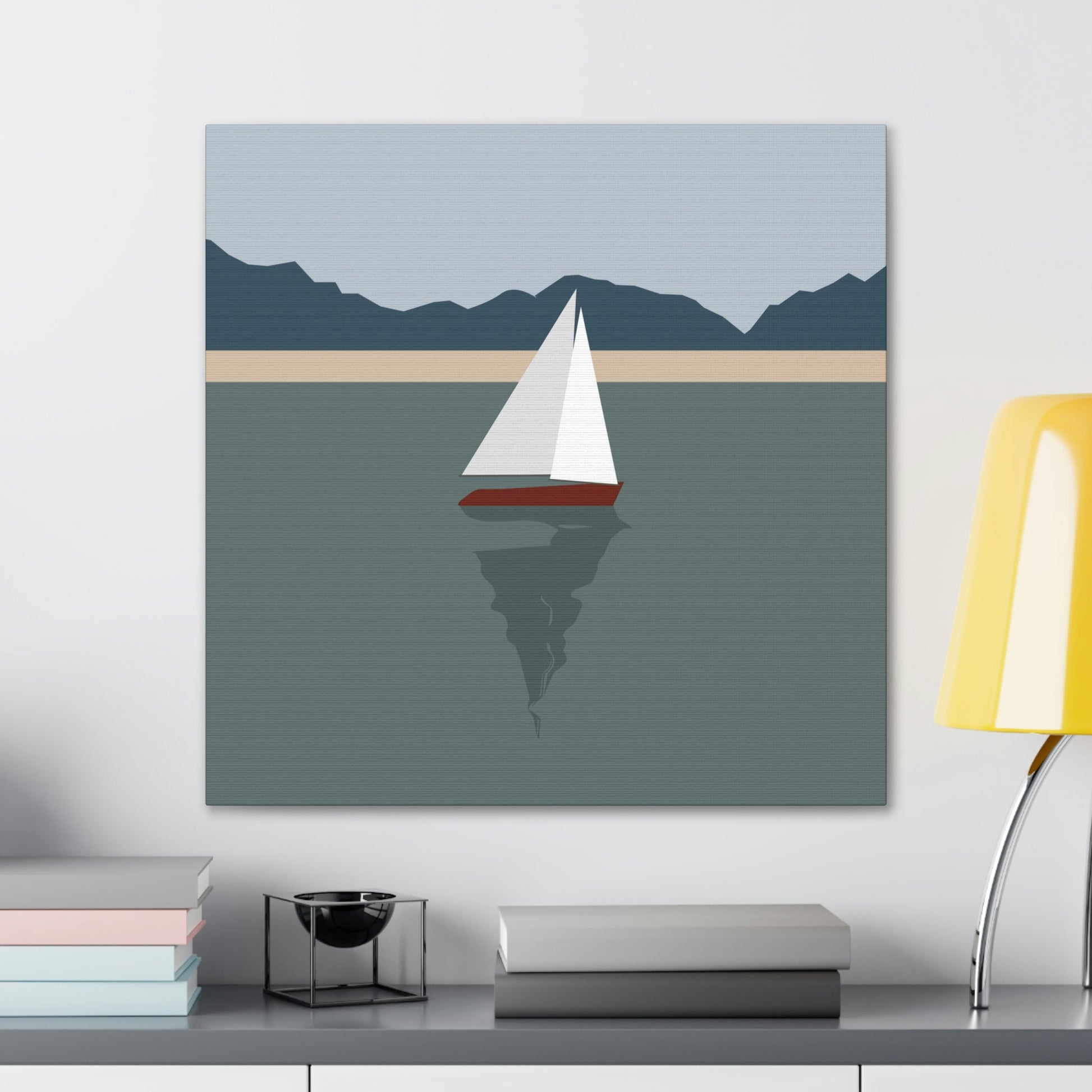 Sailboat Yacht Summertime Sea View Minimal Nature Aesthetic Classic Art Canvas Gallery Wraps Ichaku [Perfect Gifts Selection]