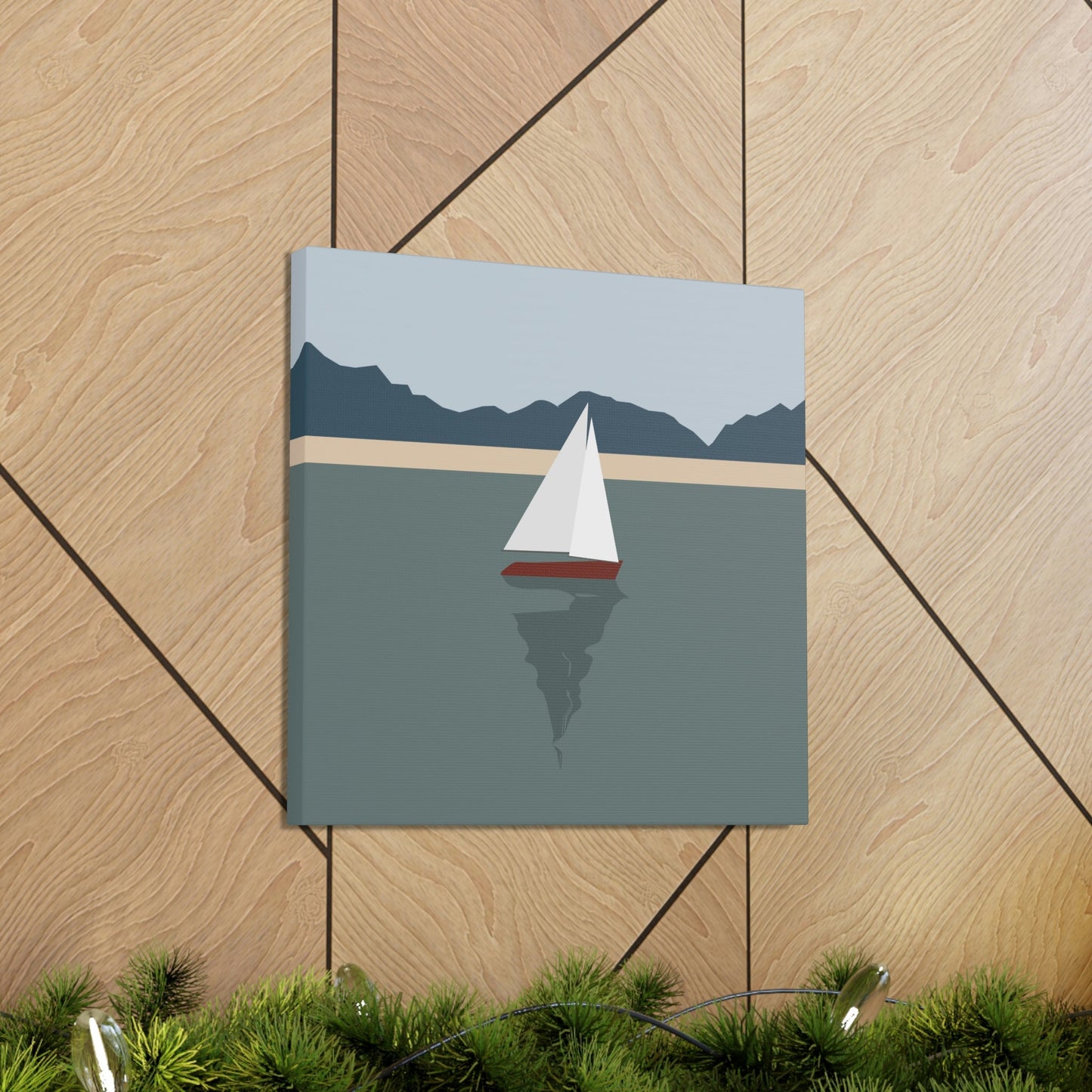 Sailboat Yacht Summertime Sea View Minimal Nature Aesthetic Classic Art Canvas Gallery Wraps Ichaku [Perfect Gifts Selection]