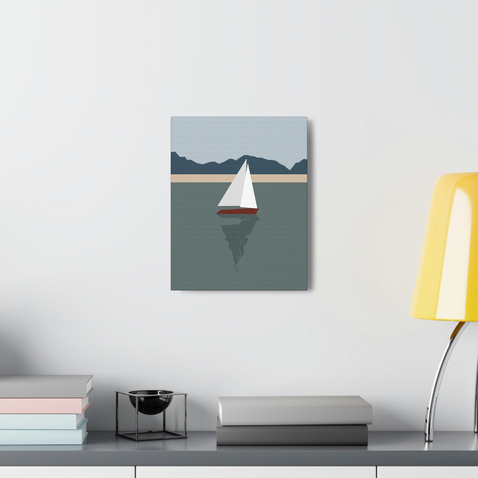 Sailboat Yacht Summertime Sea View Minimal Nature Aesthetic Classic Art Canvas Gallery Wraps Ichaku [Perfect Gifts Selection]