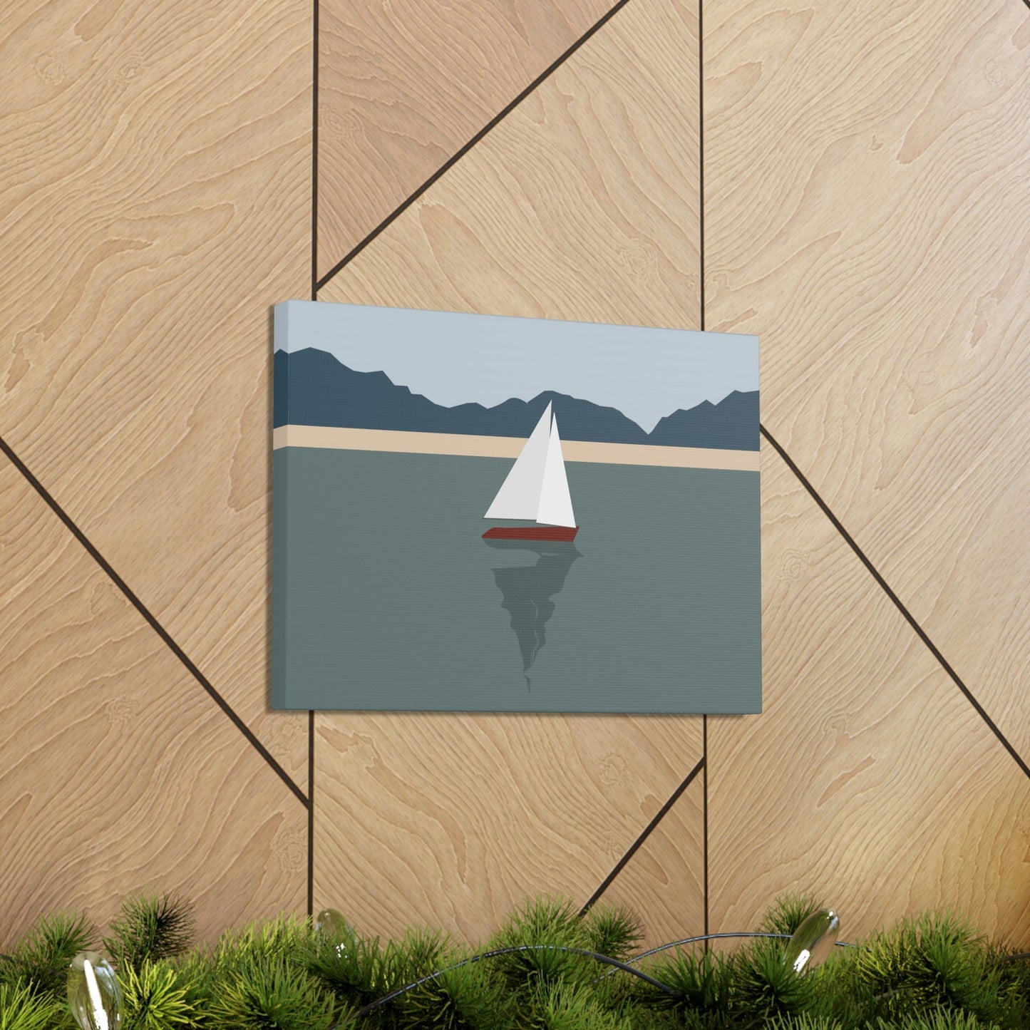 Sailboat Yacht Summertime Sea View Minimal Nature Aesthetic Classic Art Canvas Gallery Wraps Ichaku [Perfect Gifts Selection]