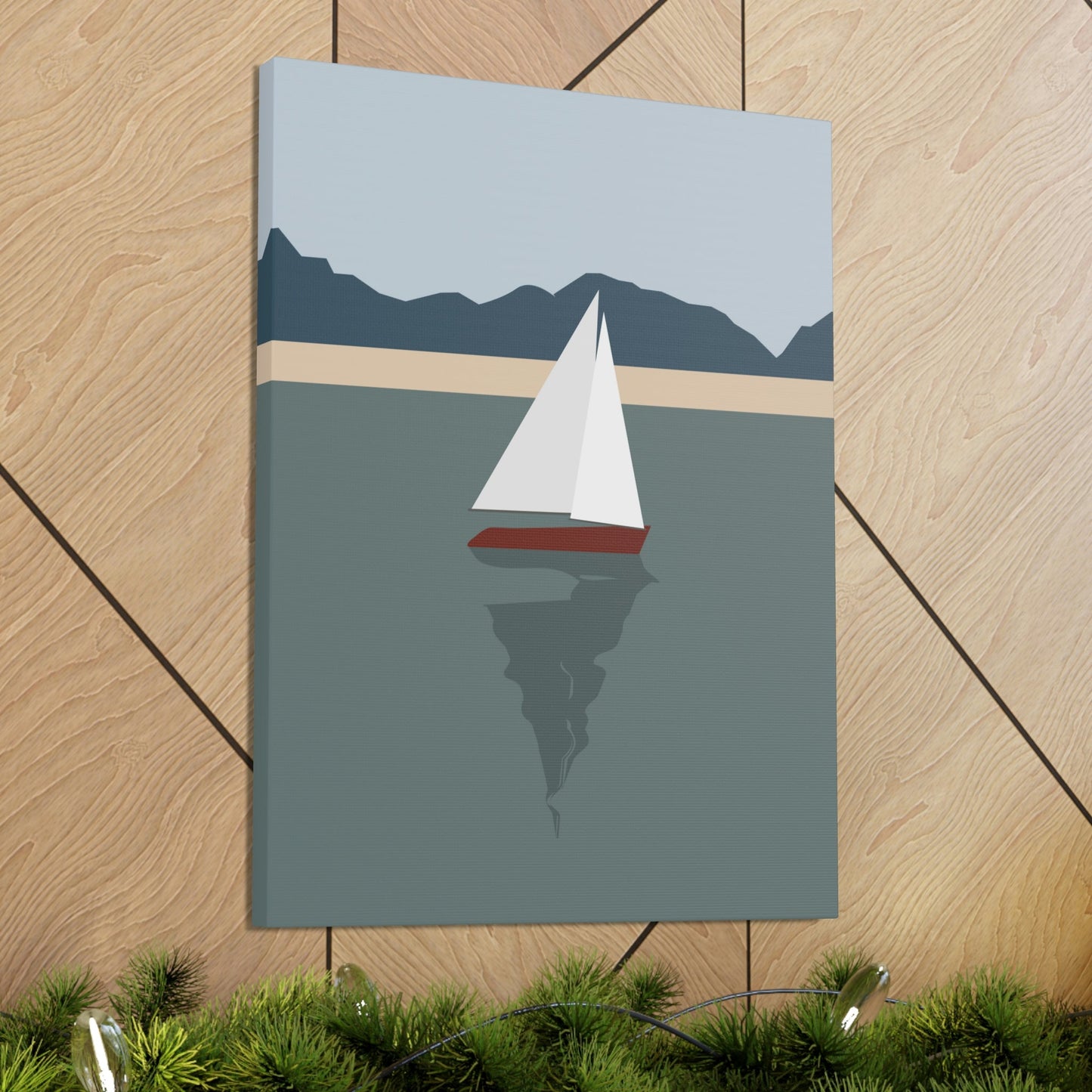 Sailboat Yacht Summertime Sea View Minimal Nature Aesthetic Classic Art Canvas Gallery Wraps Ichaku [Perfect Gifts Selection]