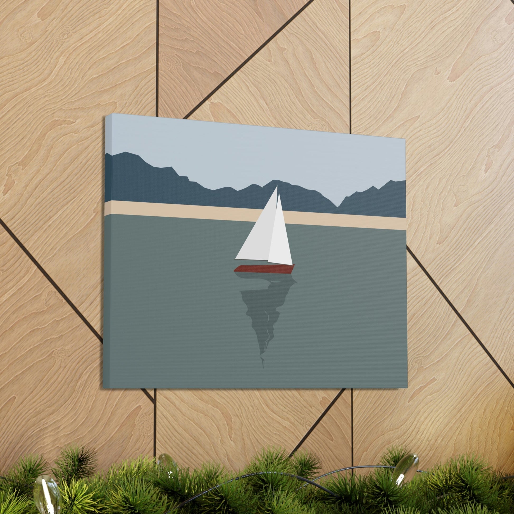 Sailboat Yacht Summertime Sea View Minimal Nature Aesthetic Classic Art Canvas Gallery Wraps Ichaku [Perfect Gifts Selection]