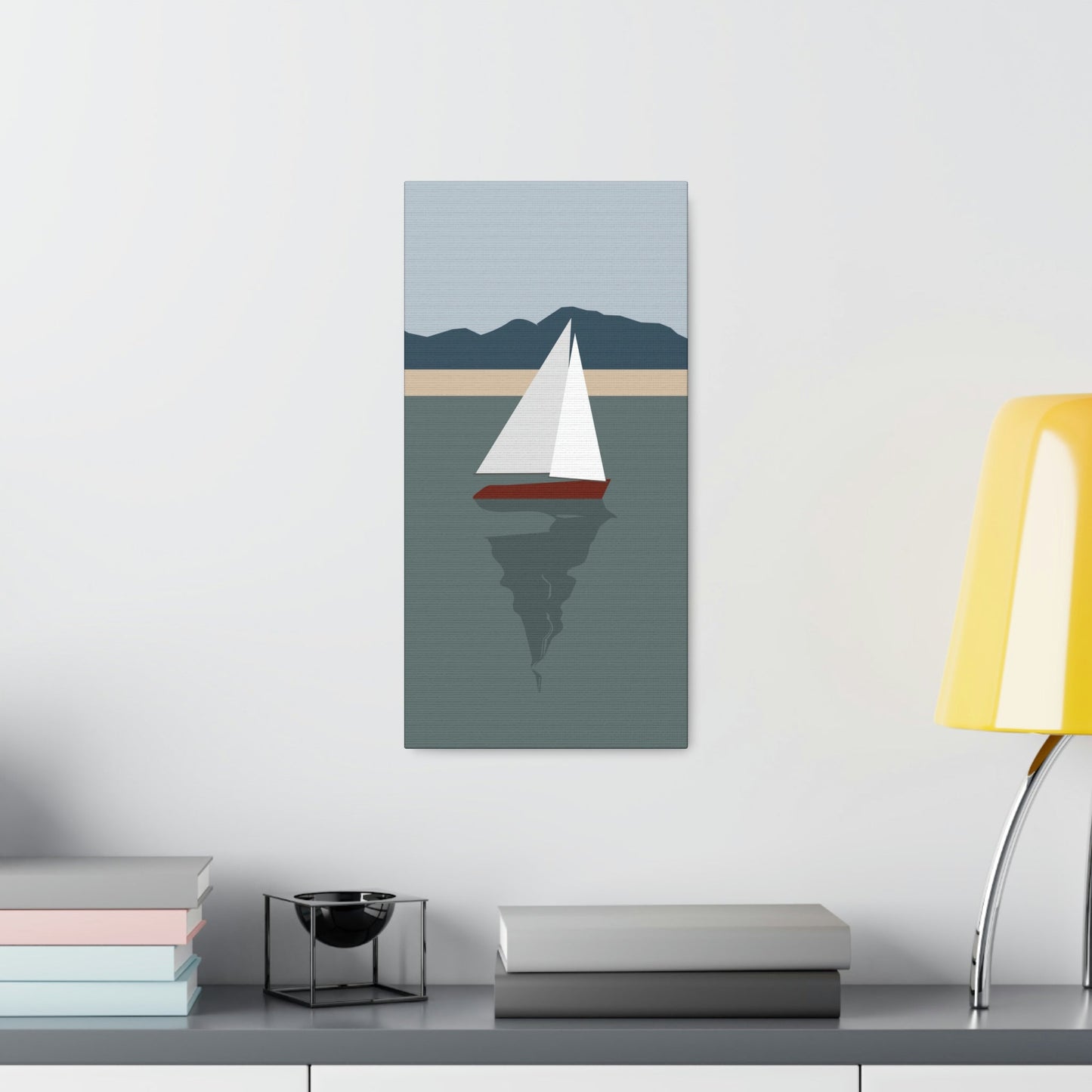 Sailboat Yacht Summertime Sea View Minimal Nature Aesthetic Classic Art Canvas Gallery Wraps Ichaku [Perfect Gifts Selection]