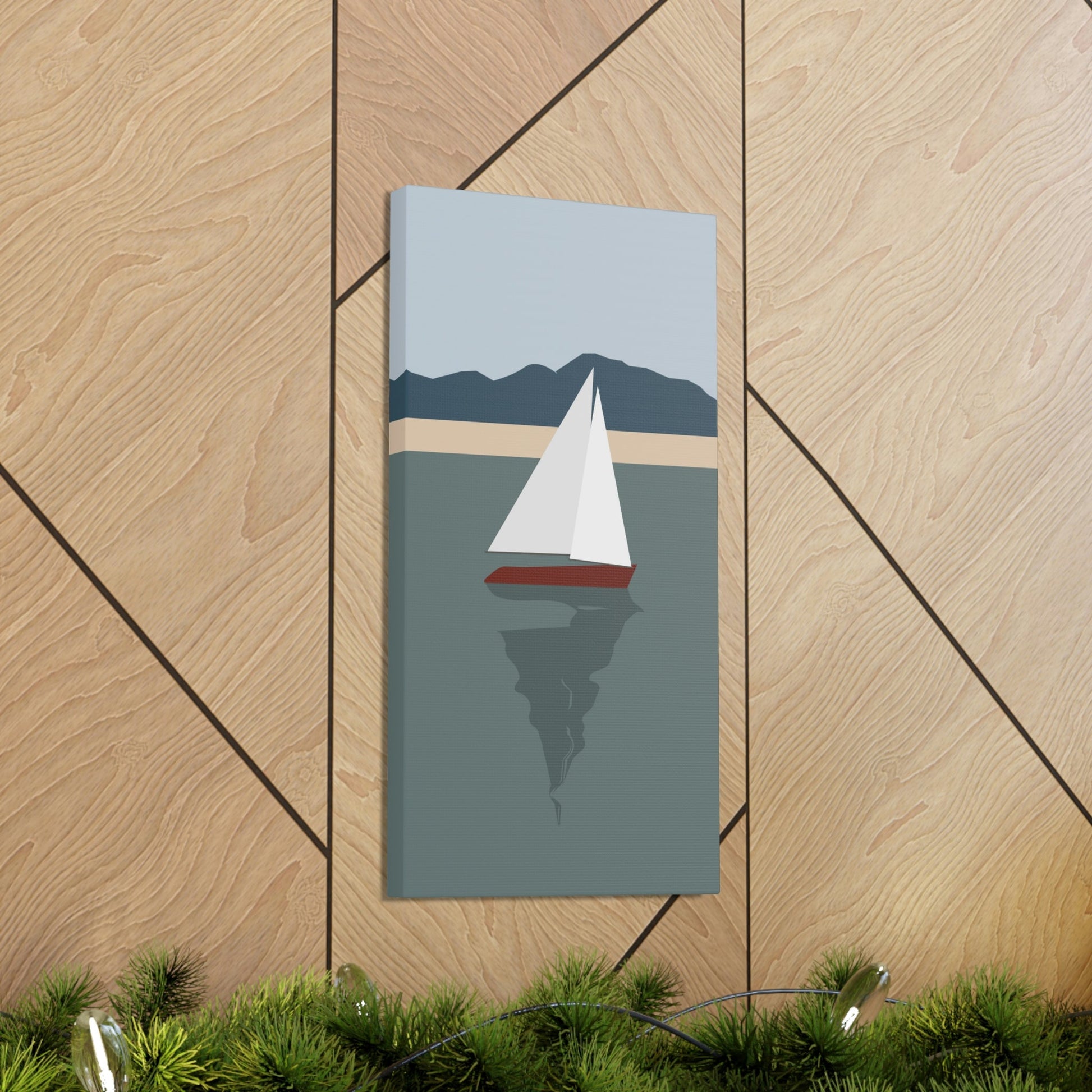 Sailboat Yacht Summertime Sea View Minimal Nature Aesthetic Classic Art Canvas Gallery Wraps Ichaku [Perfect Gifts Selection]