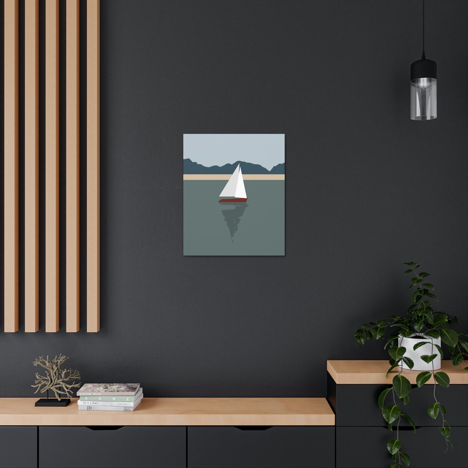 Sailboat Yacht Summertime Sea View Minimal Nature Aesthetic Classic Art Canvas Gallery Wraps Ichaku [Perfect Gifts Selection]