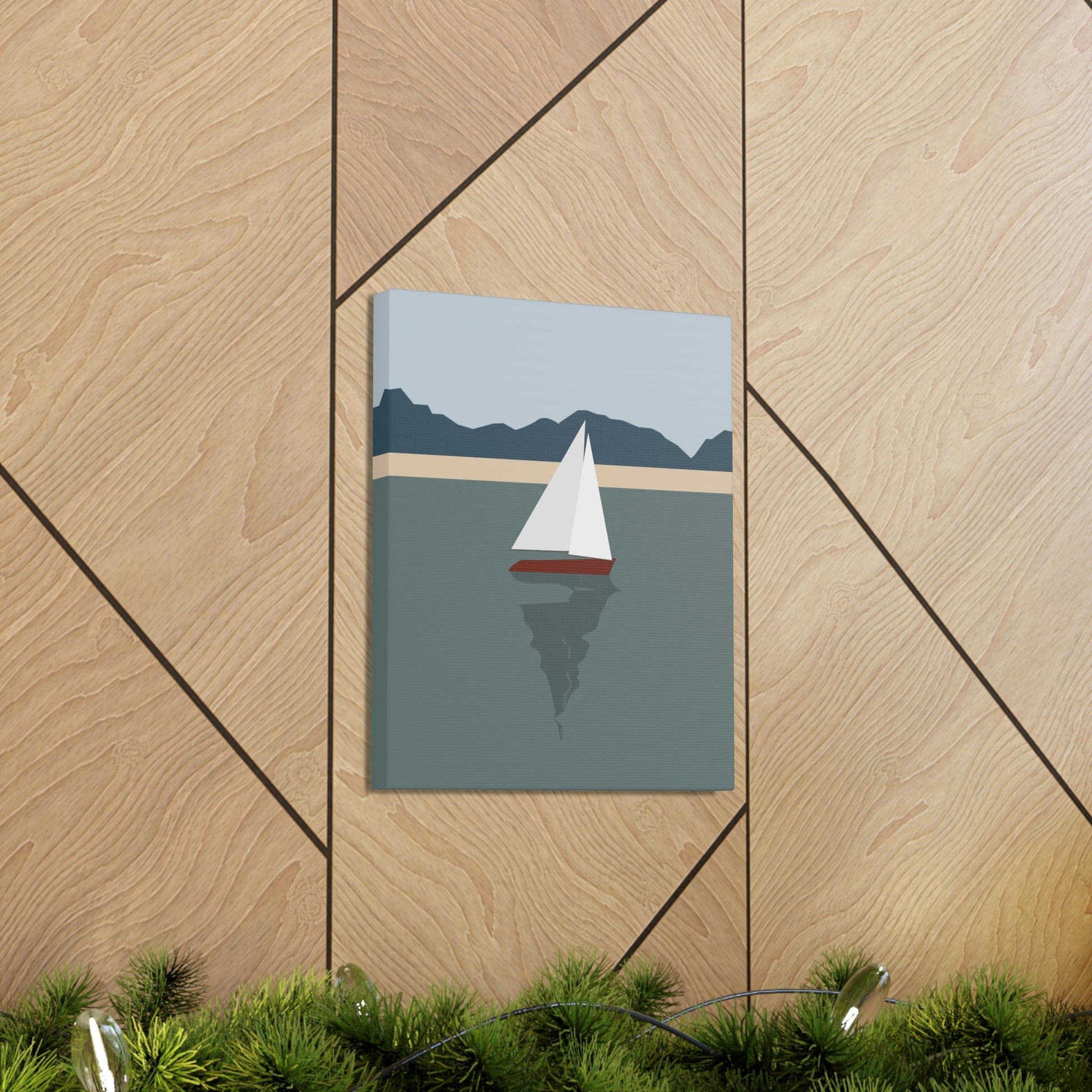 Sailboat Yacht Summertime Sea View Minimal Nature Aesthetic Classic Art Canvas Gallery Wraps Ichaku [Perfect Gifts Selection]