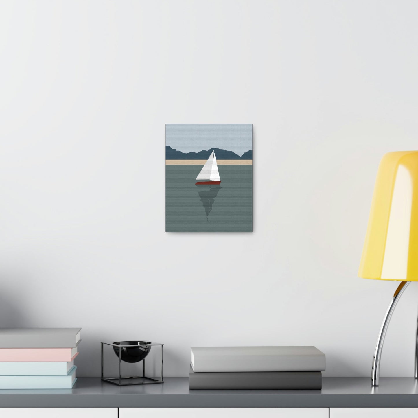 Sailboat Yacht Summertime Sea View Minimal Nature Aesthetic Classic Art Canvas Gallery Wraps Ichaku [Perfect Gifts Selection]