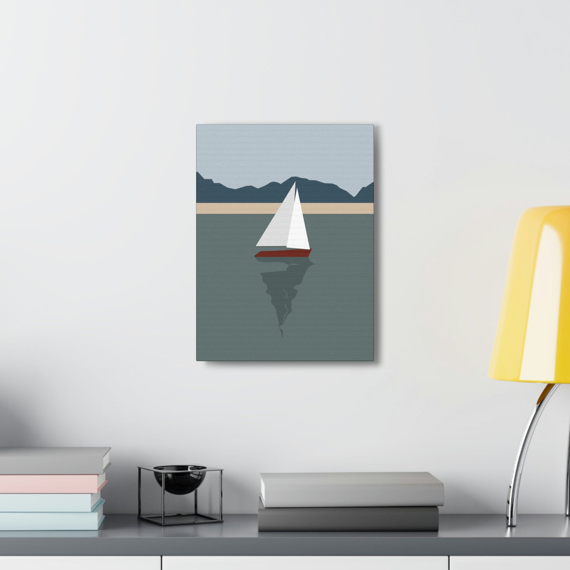 Sailboat Yacht Summertime Sea View Minimal Nature Aesthetic Classic Art Canvas Gallery Wraps Ichaku [Perfect Gifts Selection]