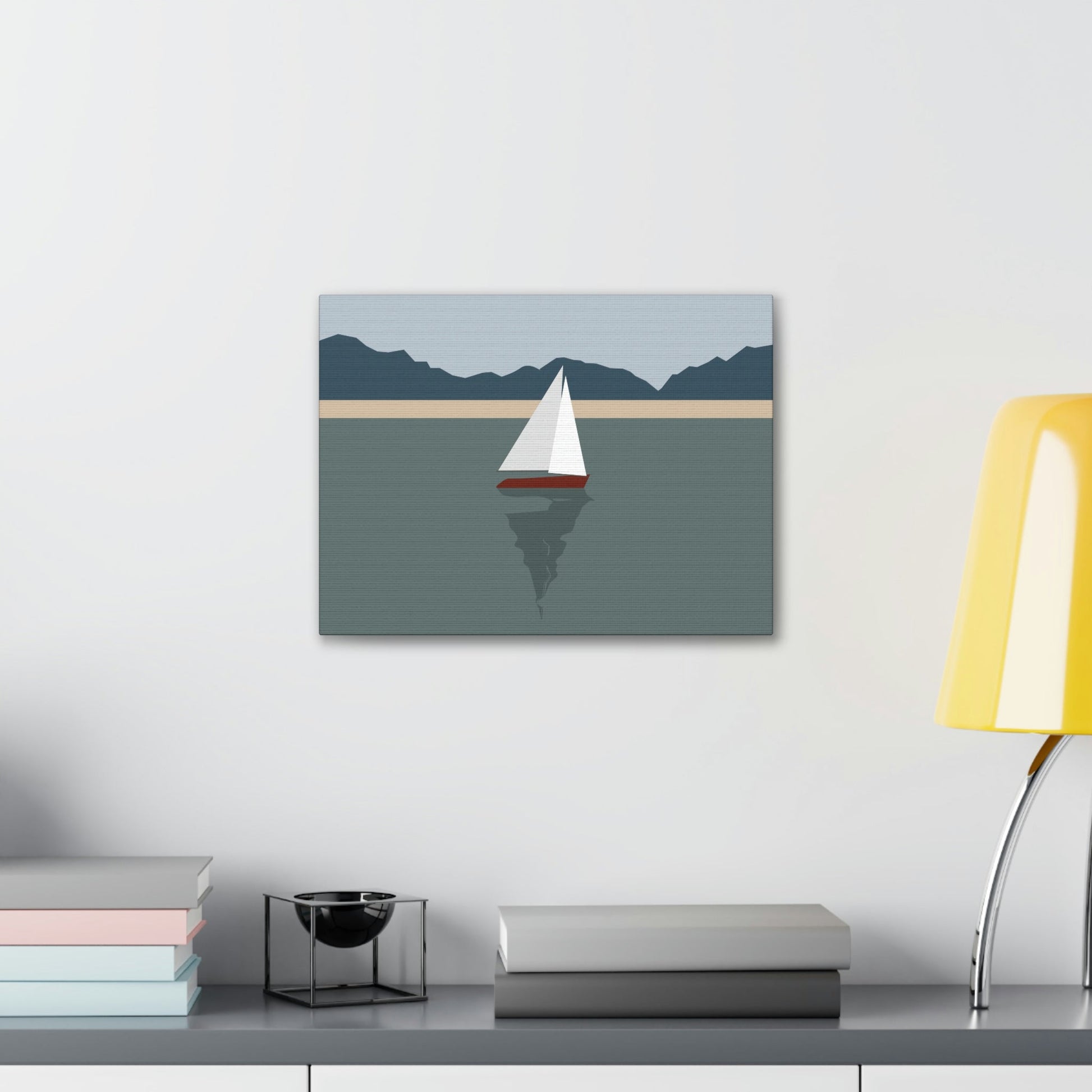 Sailboat Yacht Summertime Sea View Minimal Nature Aesthetic Classic Art Canvas Gallery Wraps Ichaku [Perfect Gifts Selection]