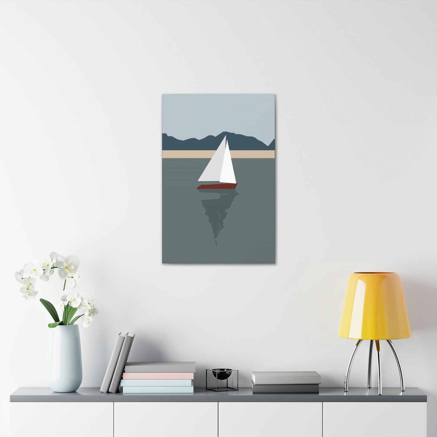 Sailboat Yacht Summertime Sea View Minimal Nature Aesthetic Classic Art Canvas Gallery Wraps Ichaku [Perfect Gifts Selection]