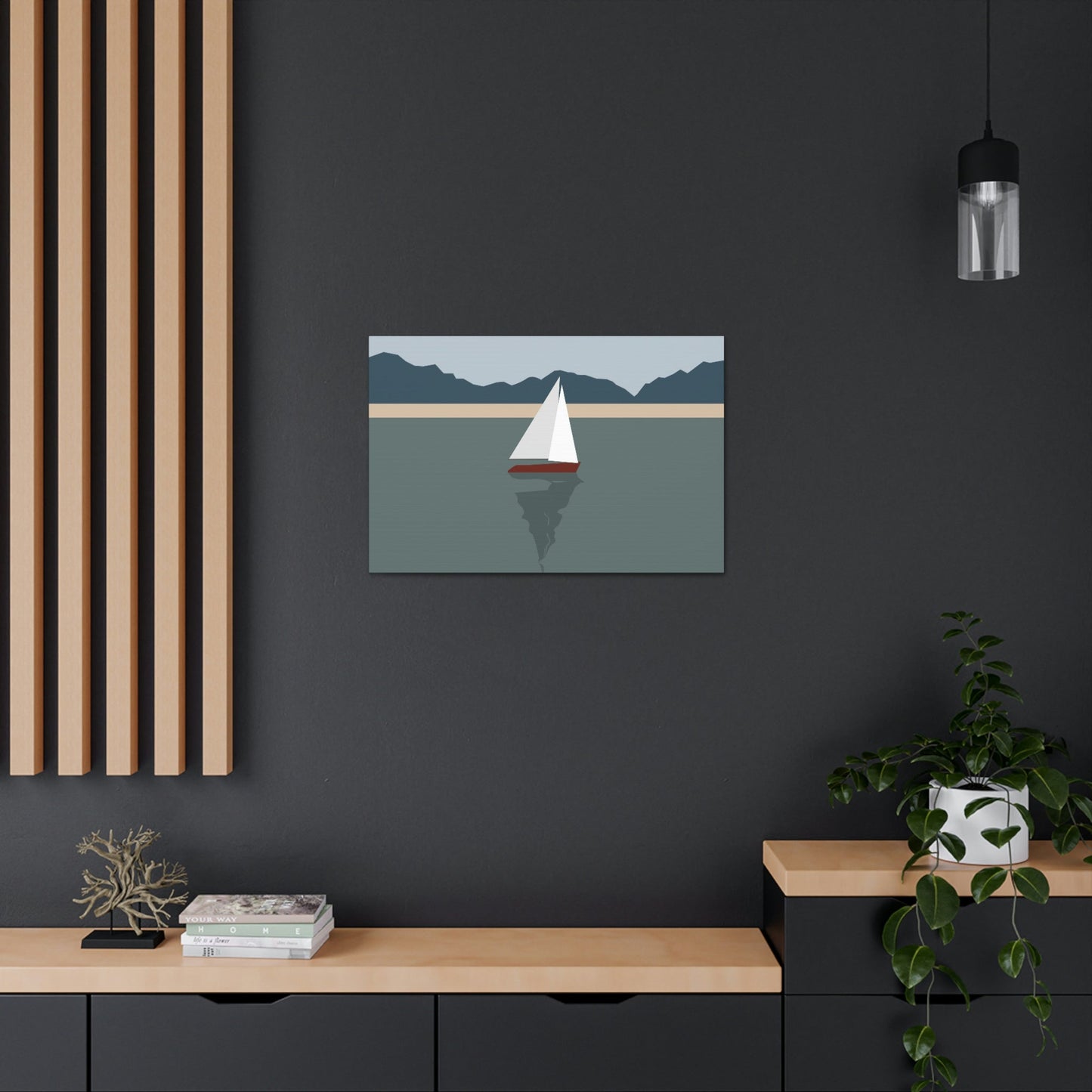 Sailboat Yacht Summertime Sea View Minimal Nature Aesthetic Classic Art Canvas Gallery Wraps Ichaku [Perfect Gifts Selection]