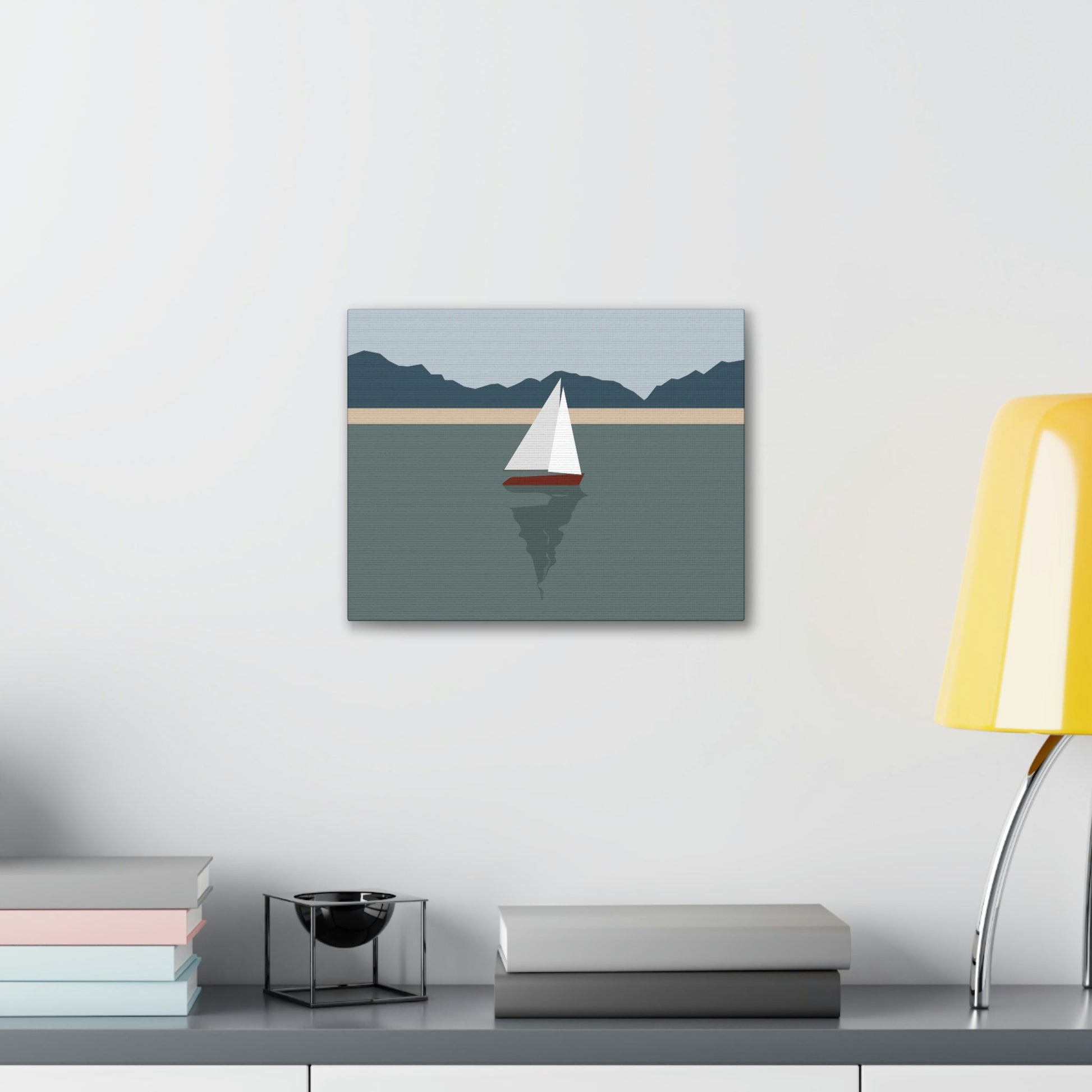 Sailboat Yacht Summertime Sea View Minimal Nature Aesthetic Classic Art Canvas Gallery Wraps Ichaku [Perfect Gifts Selection]