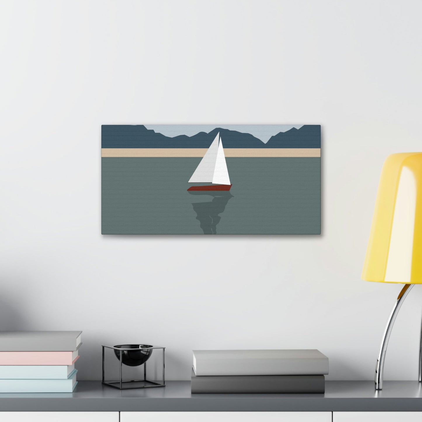 Sailboat Yacht Summertime Sea View Minimal Nature Aesthetic Classic Art Canvas Gallery Wraps Ichaku [Perfect Gifts Selection]