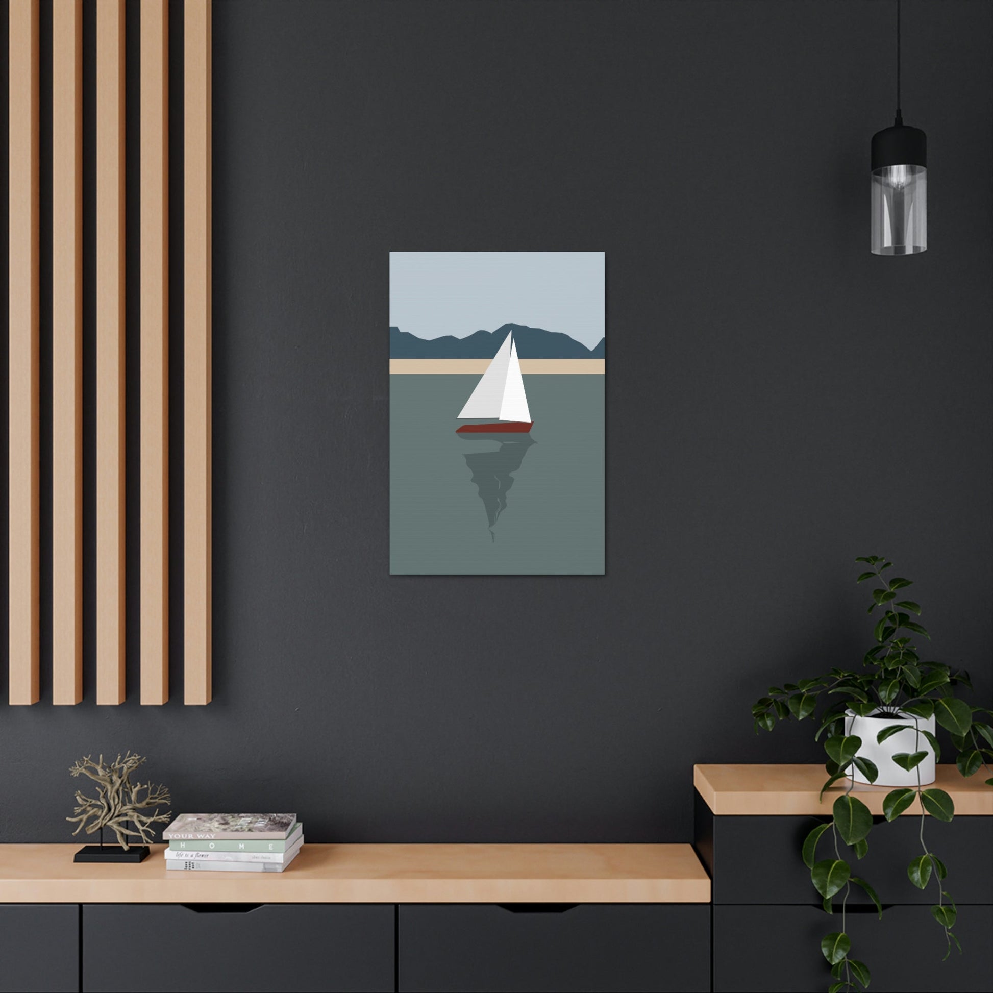 Sailboat Yacht Summertime Sea View Minimal Nature Aesthetic Classic Art Canvas Gallery Wraps Ichaku [Perfect Gifts Selection]