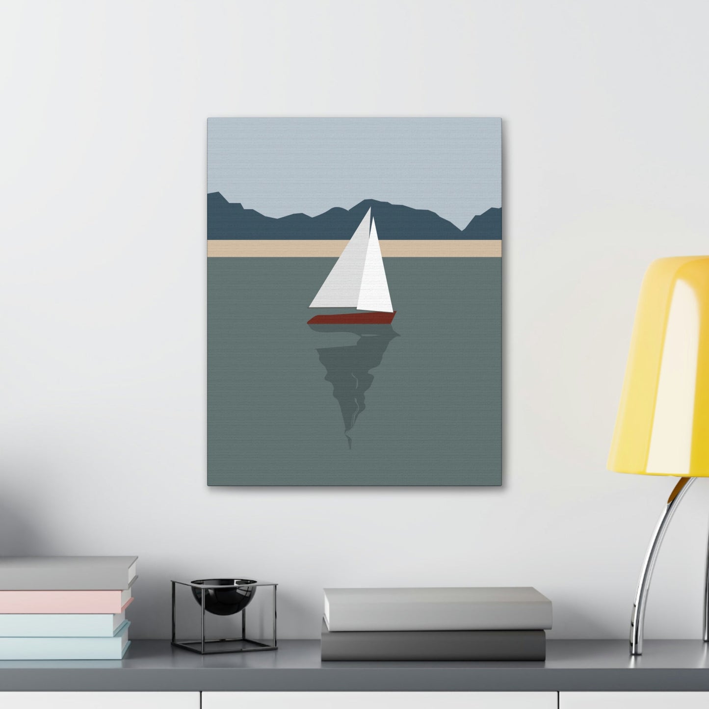 Sailboat Yacht Summertime Sea View Minimal Nature Aesthetic Classic Art Canvas Gallery Wraps Ichaku [Perfect Gifts Selection]