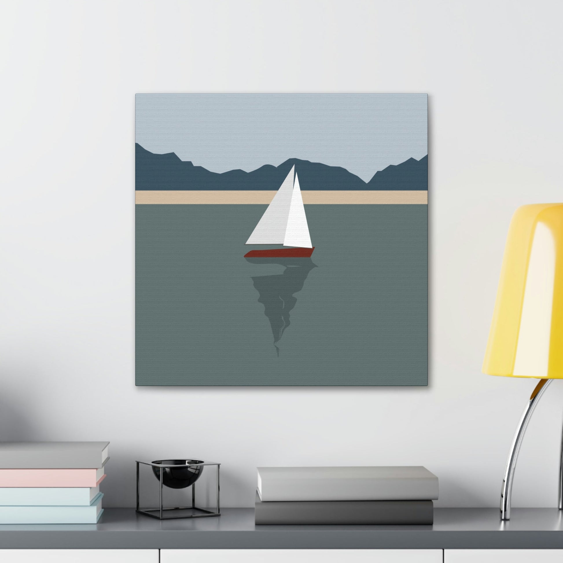 Sailboat Yacht Summertime Sea View Minimal Nature Aesthetic Classic Art Canvas Gallery Wraps Ichaku [Perfect Gifts Selection]