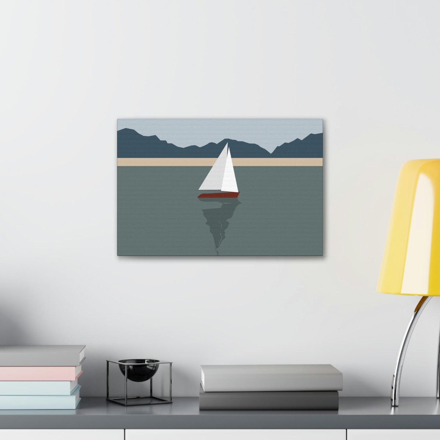 Sailboat Yacht Summertime Sea View Minimal Nature Aesthetic Classic Art Canvas Gallery Wraps Ichaku [Perfect Gifts Selection]