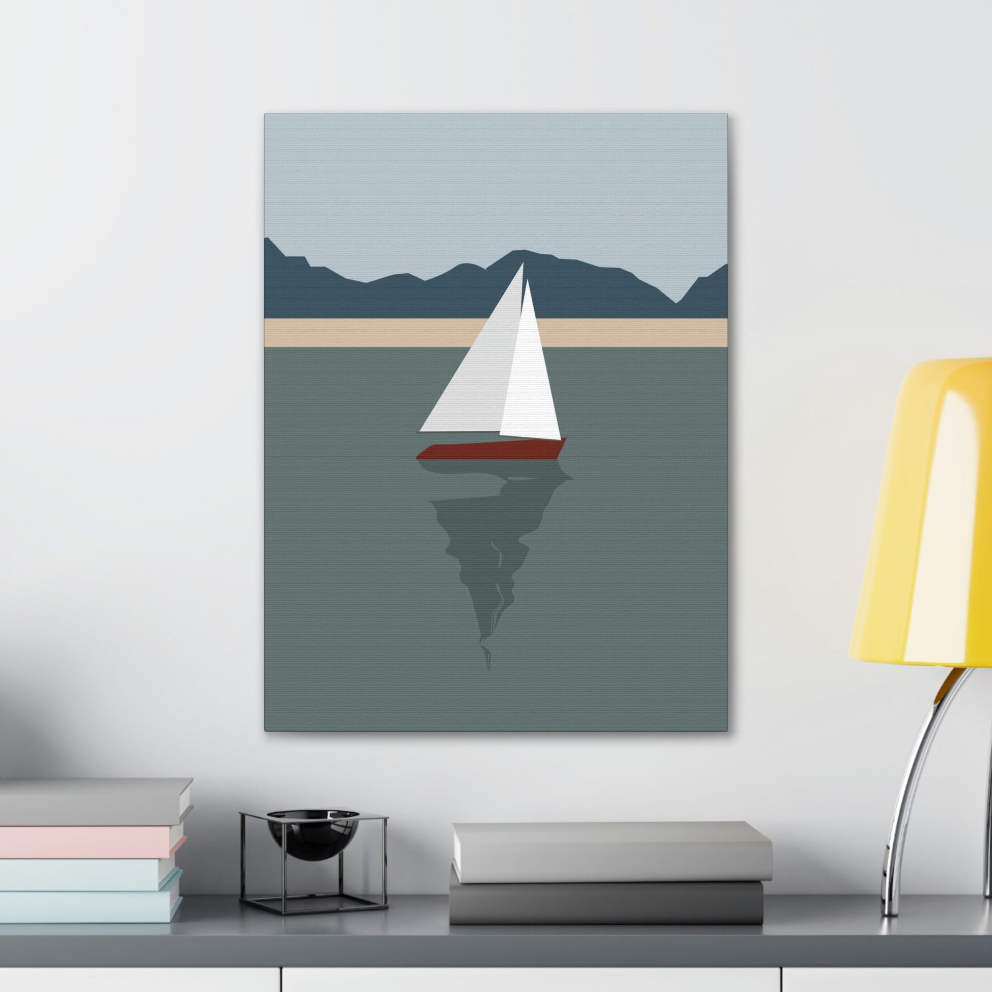 Sailboat Yacht Summertime Sea View Minimal Nature Aesthetic Classic Art Canvas Gallery Wraps Ichaku [Perfect Gifts Selection]